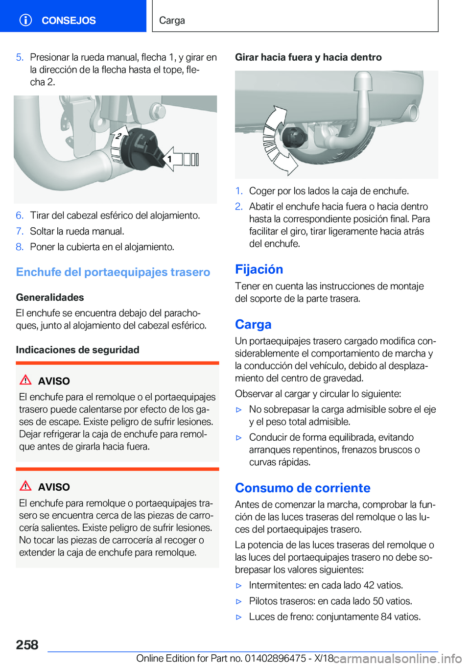 BMW X1 2019  Manuales de Empleo (in Spanish) �5�.�P�r�e�s�i�o�n�a�r��l�a��r�u�e�d�a��m�a�n�u�a�l�,��f�l�e�c�h�a��1�,��y��g�i�r�a�r��e�n
�l�a��d�i�r�e�c�c�i�