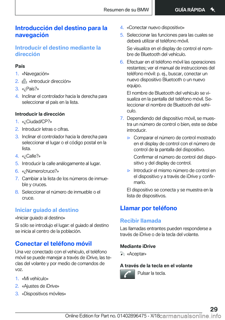 BMW X1 2019  Manuales de Empleo (in Spanish) �I�n�t�r�o�d�u�c�c�i�