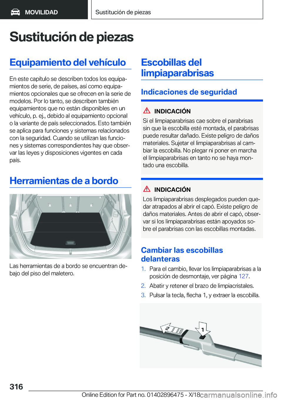 BMW X1 2019  Manuales de Empleo (in Spanish) �S�u�s�t�i�t�u�c�i�
