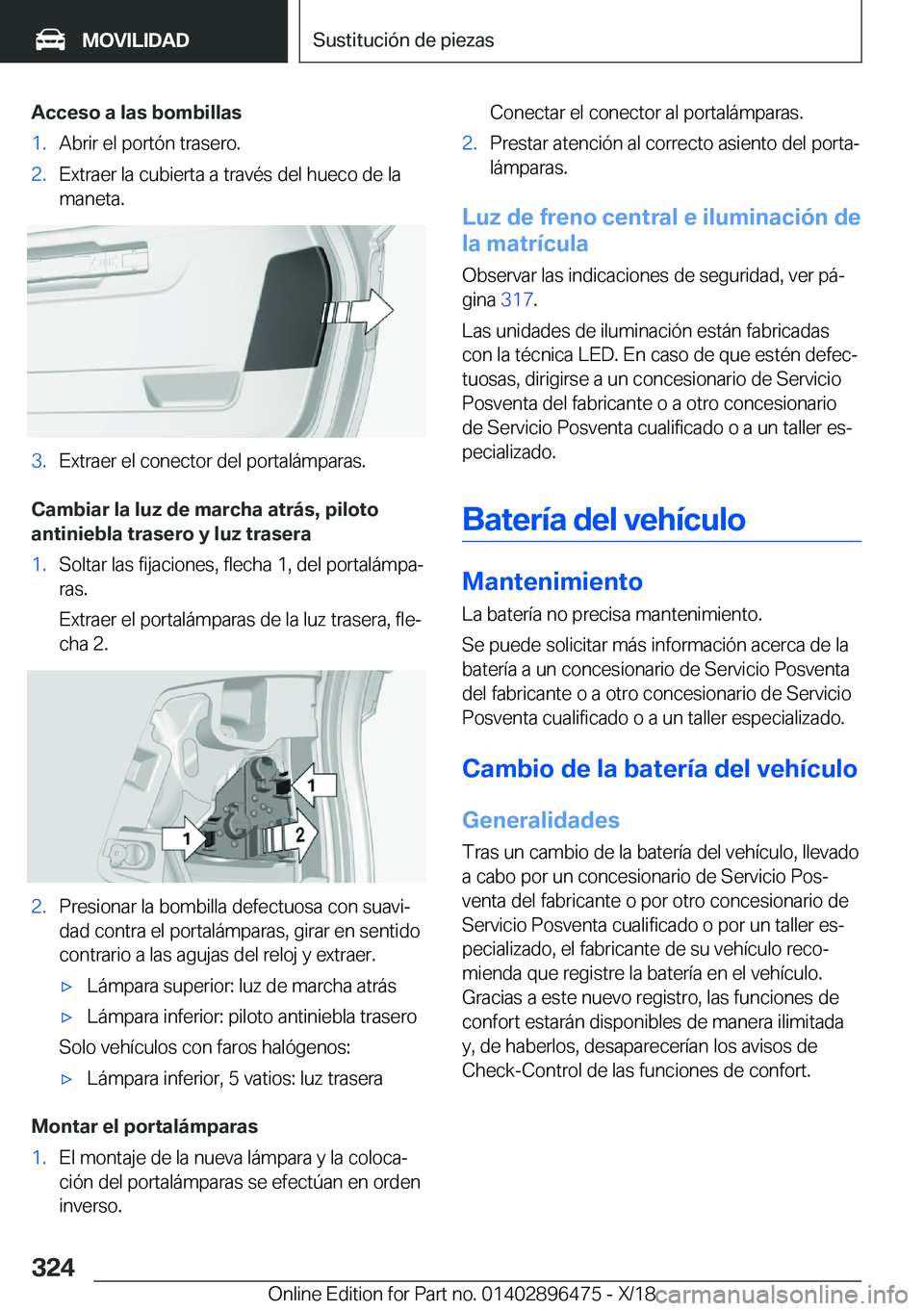 BMW X1 2019  Manuales de Empleo (in Spanish) �A�c�c�e�s�o��a��l�a�s��b�o�m�b�i�l�l�a�s�1�.�A�b�r�i�r��e�l��p�o�r�t�