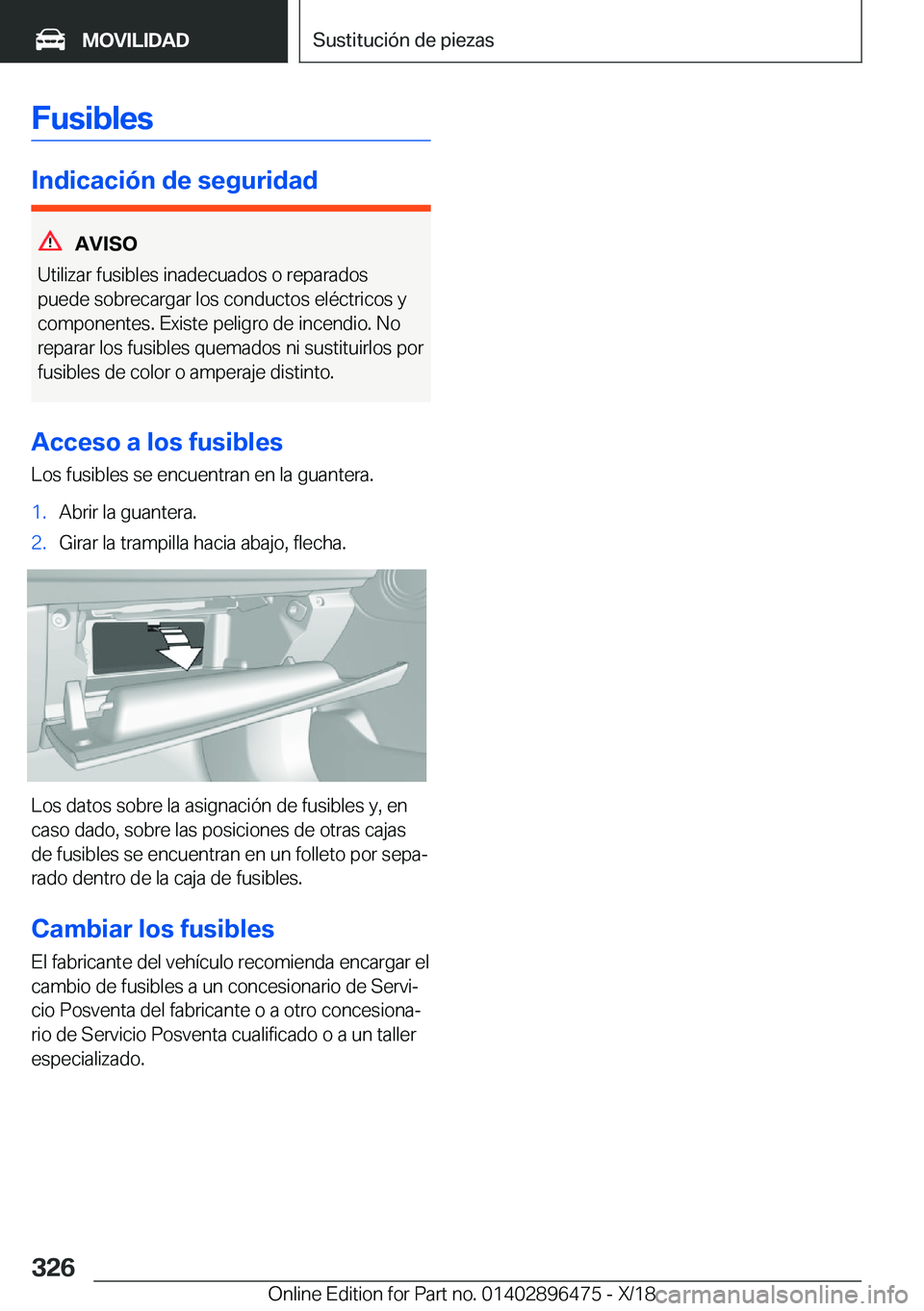 BMW X1 2019  Manuales de Empleo (in Spanish) �F�u�s�i�b�l�e�s
�I�n�d�i�c�a�c�i�