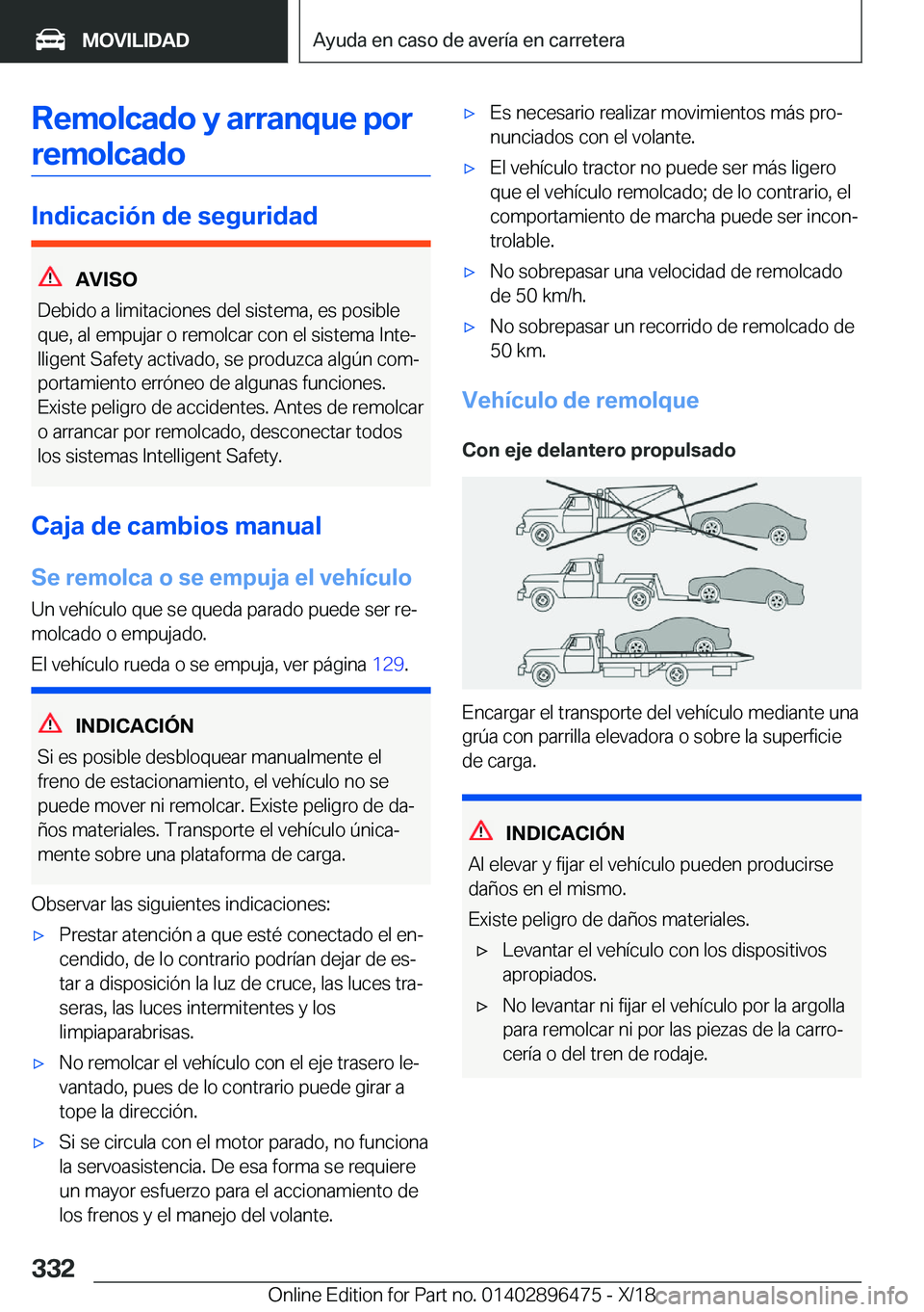 BMW X1 2019  Manuales de Empleo (in Spanish) �R�e�m�o�l�c�a�d�o��y��a�r�r�a�n�q�u�e��p�o�r�r�e�m�o�l�c�a�d�o
�I�n�d�i�c�a�c�i�