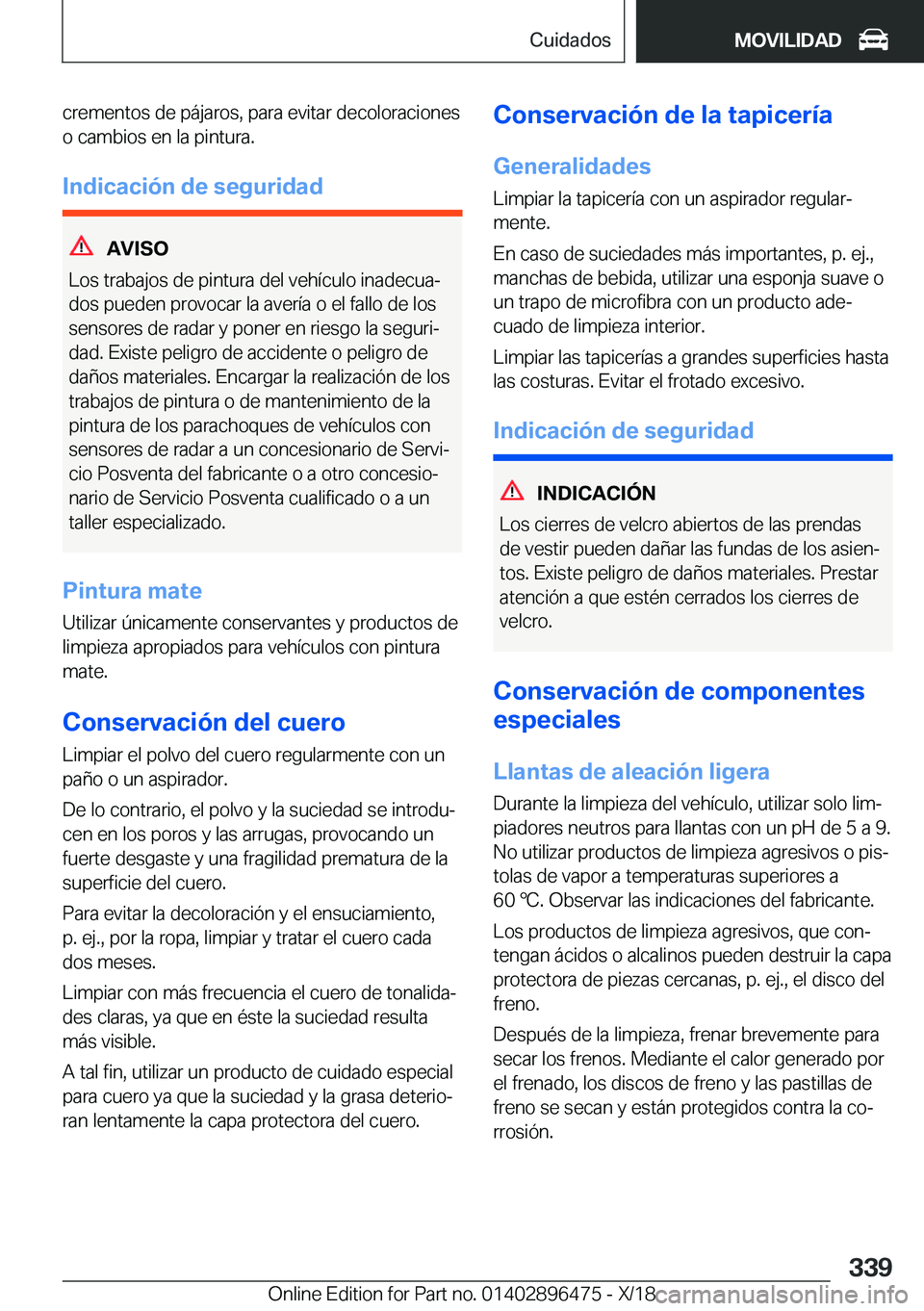 BMW X1 2019  Manuales de Empleo (in Spanish) �c�r�e�m�e�n�t�o�s��d�e��p�