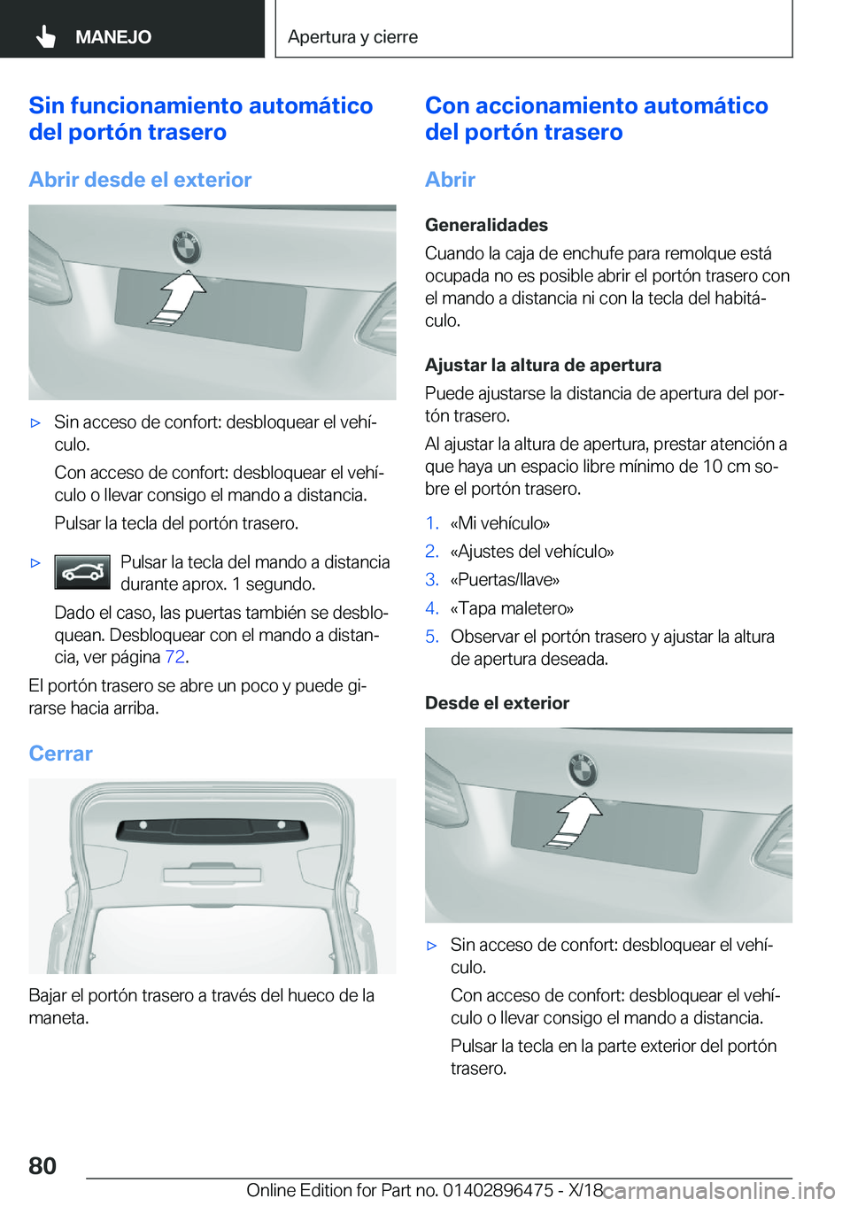 BMW X1 2019  Manuales de Empleo (in Spanish) �S�i�n��f�u�n�c�i�o�n�a�m�i�e�n�t�o��a�u�t�o�m�