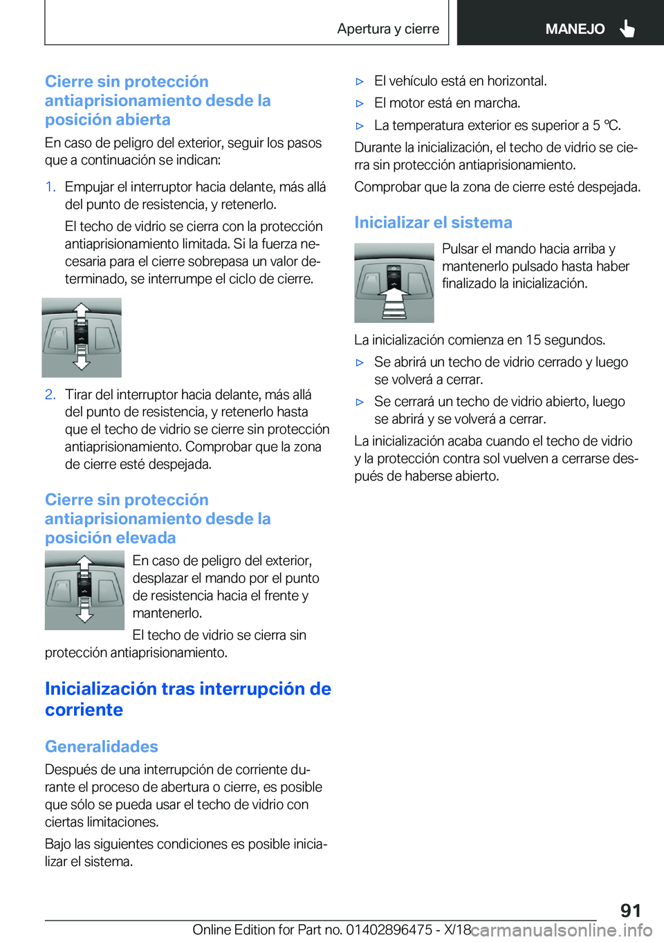 BMW X1 2019  Manuales de Empleo (in Spanish) �C�i�e�r�r�e��s�i�n��p�r�o�t�e�c�c�i�