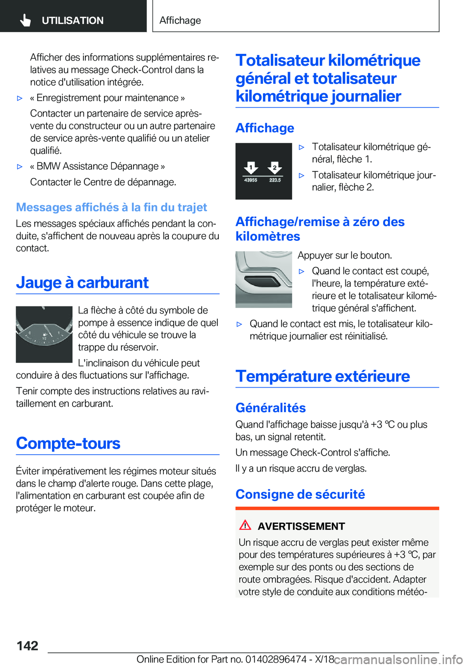 BMW X1 2019  Notices Demploi (in French) �A�f�f�i�c�h�e�r��d�e�s��i�n�f�o�r�m�a�t�i�o�n�s��s�u�p�p�l�é�m�e�n�t�a�i�r�e�s��r�ej
�l�a�t�i�v�e�s��a�u��m�e�s�s�a�g�e��C�h�e�c�k�-�C�o�n�t�r�o�l��d�a�n�s��l�a �n�o�t�i�c�e��d�'�u�t�