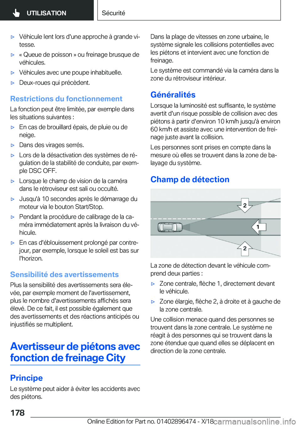 BMW X1 2019  Notices Demploi (in French) 'x�V�é�h�i�c�u�l�e��l�e�n�t��l�o�r�s��d�'�u�n�e��a�p�p�r�o�c�h�e��