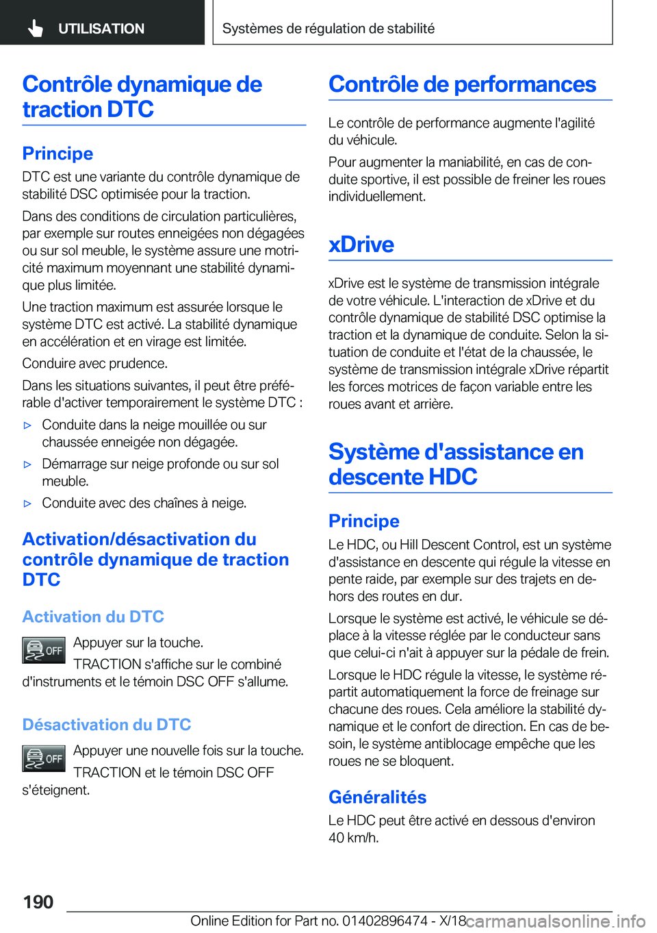 BMW X1 2019  Notices Demploi (in French) �C�o�n�t�r�