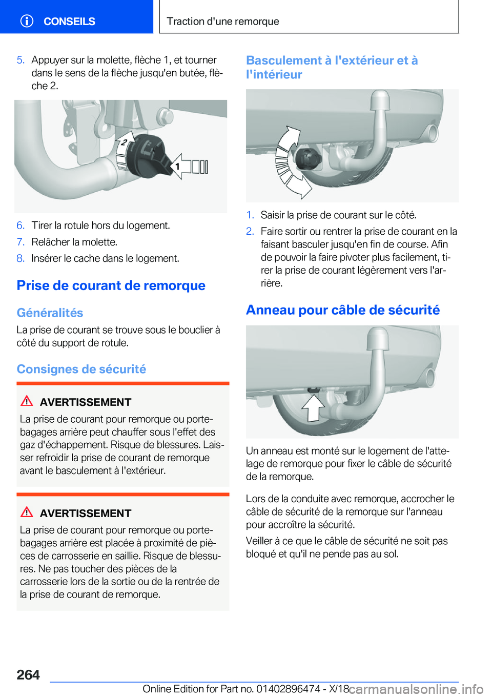 BMW X1 2019  Notices Demploi (in French) �5�.�A�p�p�u�y�e�r��s�u�r��l�a��m�o�l�e�t�t�e�,��f�l�è�c�h�e��1�,��e�t��t�o�u�r�n�e�r
�d�a�n�s��l�e��s�e�n�s��d�e��l�a��f�l�è�c�h�e��j�u�s�q�u�'�e�n��b�u�t�é�e�,��f�l�èj �c�h�e