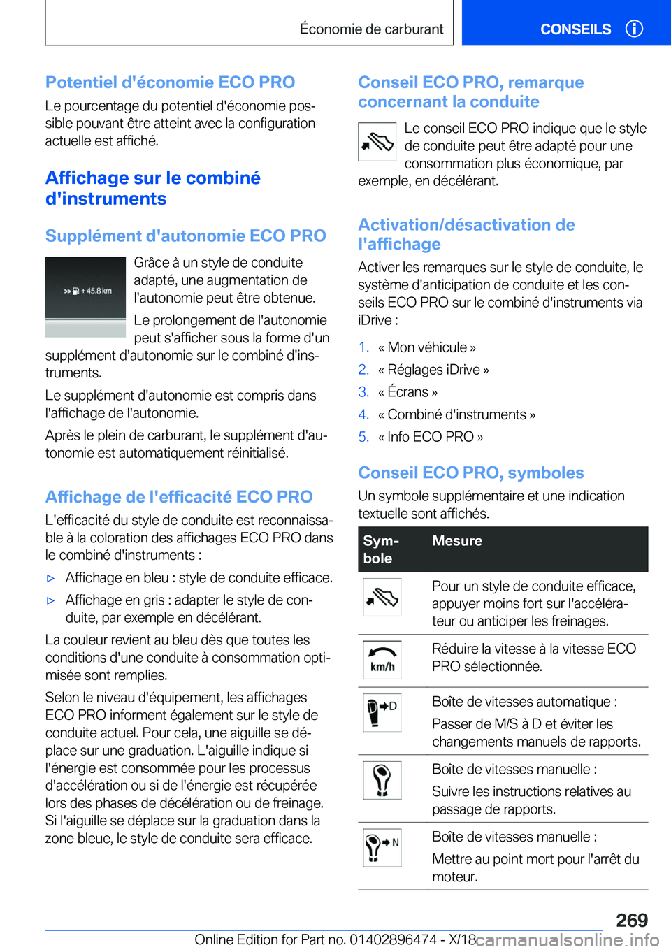 BMW X1 2019  Notices Demploi (in French) �P�o�t�e�n�t�i�e�l��d�'�é�c�o�n�o�m�i�e��E�C�O��P�R�O
�L�e��p�o�u�r�c�e�n�t�a�g�e��d�u��p�o�t�e�n�t�i�e�l��d�'�é�c�o�n�o�m�i�e��p�o�sj �s�i�b�l�e��p�o�u�v�a�n�t��ê�t�r�e��a�t�t�