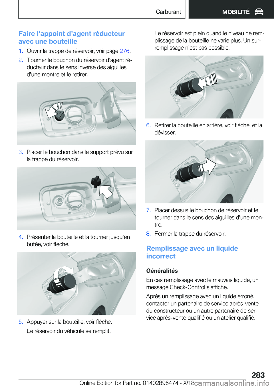 BMW X1 2019  Notices Demploi (in French) �F�a�i�r�e��l�'�a�p�p�o�i�n�t��d�'�a�g�e�n�t��r�é�d�u�c�t�e�u�r
�a�v�e�c��u�n�e��b�o�u�t�e�i�l�l�e�1�.�O�u�v�r�i�r��l�a��t�r�a�p�p�e��d�e��r�é�s�e�r�v�o�i�r�,��v�o�i�r��p�a�g�e� 