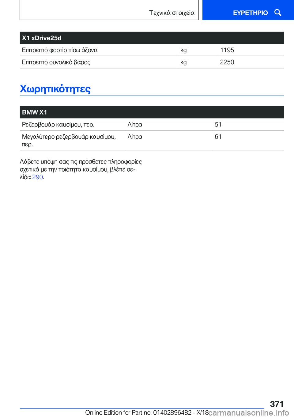 BMW X1 2019  ΟΔΗΓΌΣ ΧΡΉΣΗΣ (in Greek) �X�1��x�D�r�i�v�e�2�5�dXc\gdwcgo�ibdgRb�cRfl�nab`s�k�g�1�1�9�5Xc\gdwcgo�fh`b^\]o�tndbe�k�g�2�2�5�0
ildyg\]ogygwe
�
�B�M�W��X�1dwx