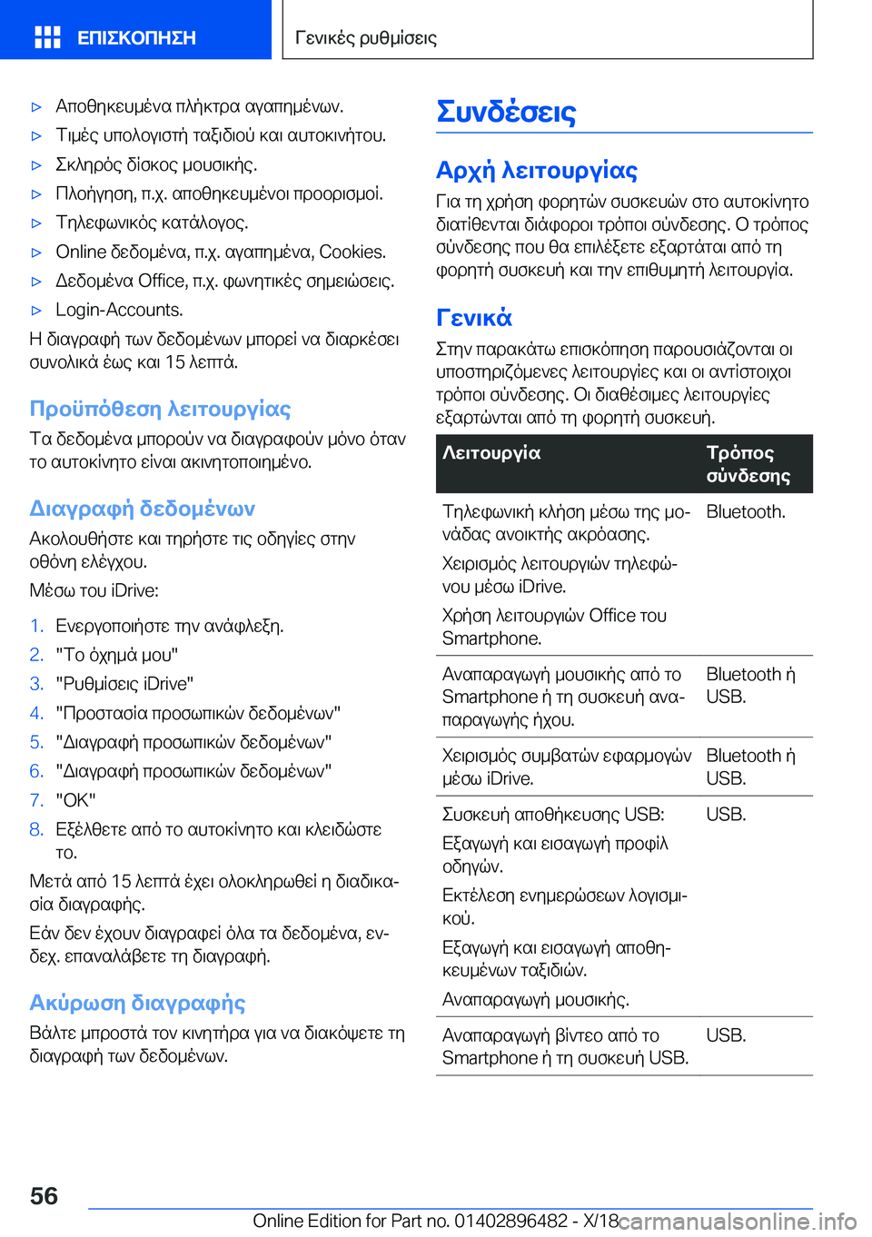 BMW X1 2019  ΟΔΗΓΌΣ ΧΡΉΣΗΣ (in Greek) 'xTcbzy]wh_o`s�c^p]gds�suscy_o`l`�.'xf\_oe�hcb^bu\fgp�gsa\v\bp�]s\�shgb]\`pgbh�.'xe]^ydoe�vRf]be�_b