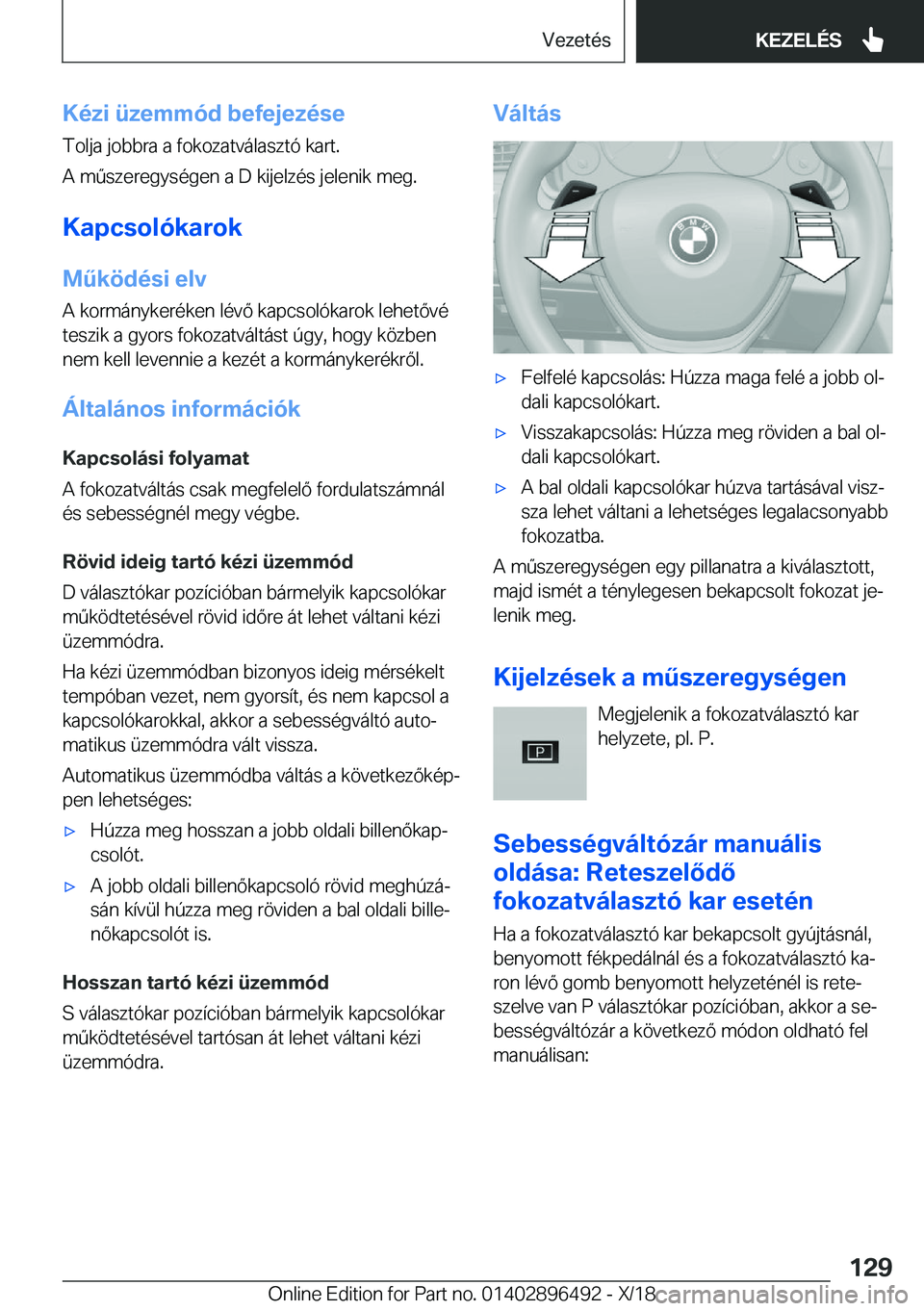 BMW X1 2019  Kezelési útmutató (in Hungarian) �K�