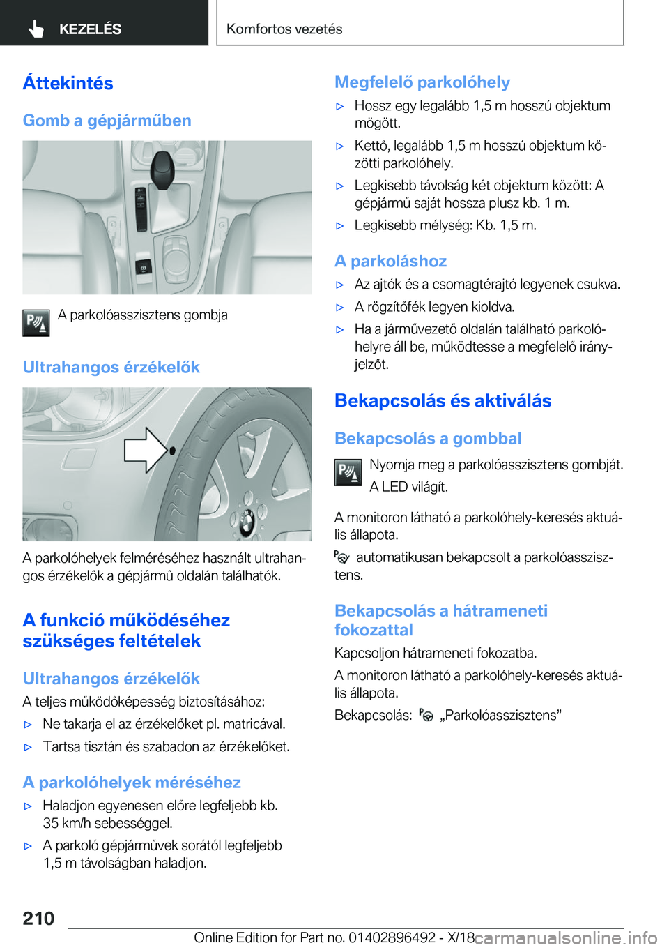 BMW X1 2019  Kezelési útmutató (in Hungarian) �