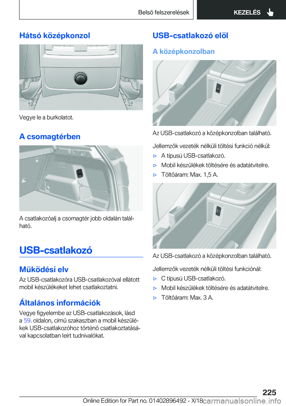 BMW X1 2019  Kezelési útmutató (in Hungarian) �H�