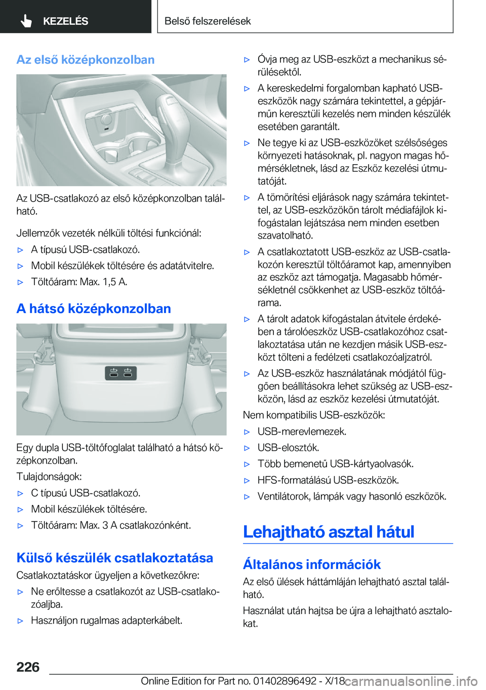 BMW X1 2019  Kezelési útmutató (in Hungarian) �A�z��e�l�s�