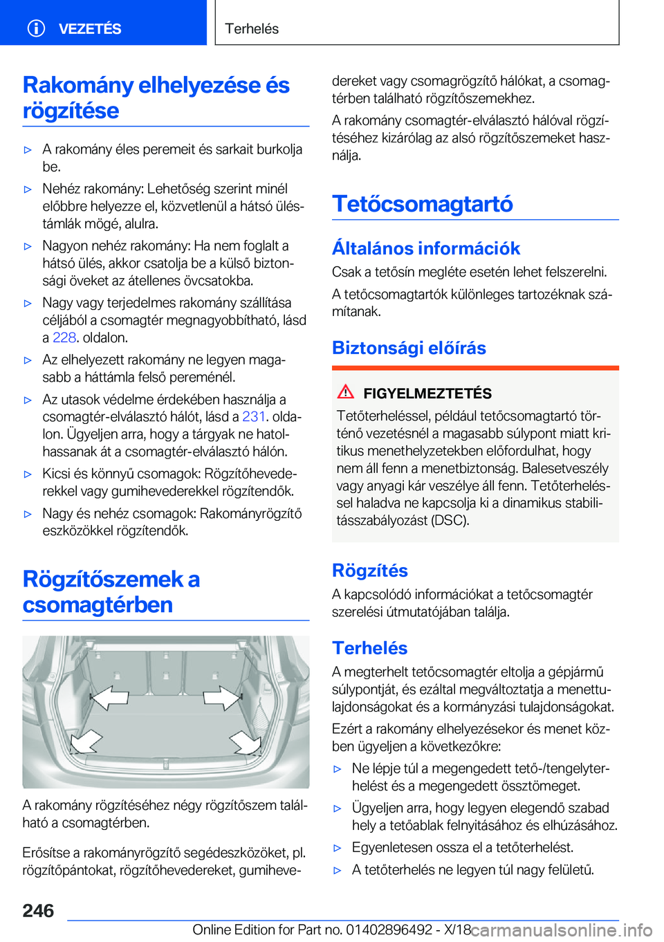 BMW X1 2019  Kezelési útmutató (in Hungarian) �R�a�k�o�m�