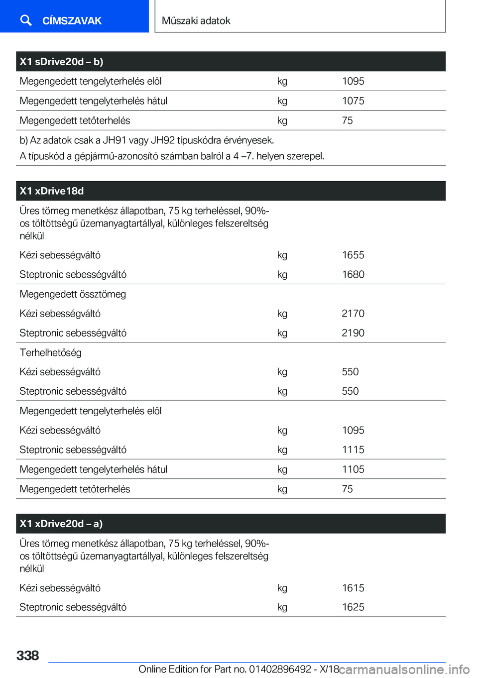 BMW X1 2019  Kezelési útmutató (in Hungarian) �X�1��s�D�r�i�v�e�2�0�d�m��b�)�M�e�g�e�n�g�e�d�e�t�t��t�e�n�g�e�l�y�t�e�r�h�e�l�