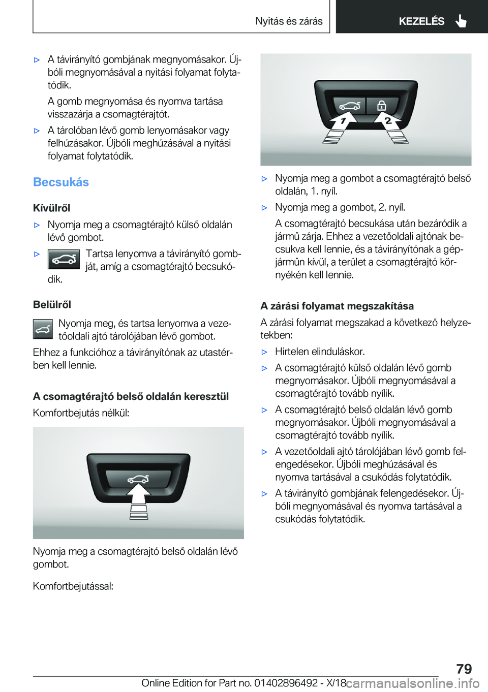 BMW X1 2019  Kezelési útmutató (in Hungarian) x�A��t�