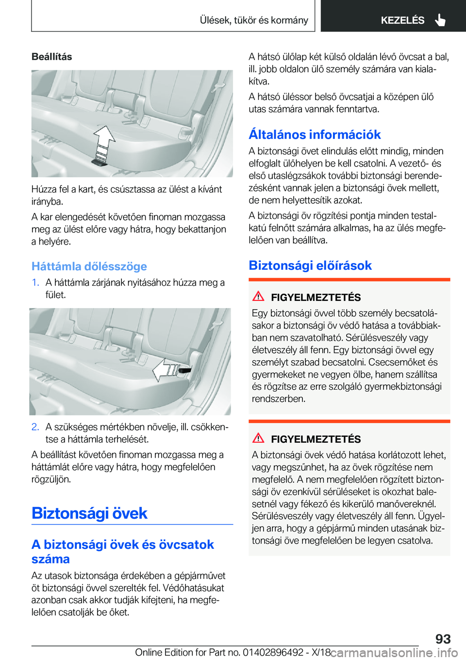 BMW X1 2019  Kezelési útmutató (in Hungarian) �B�e�