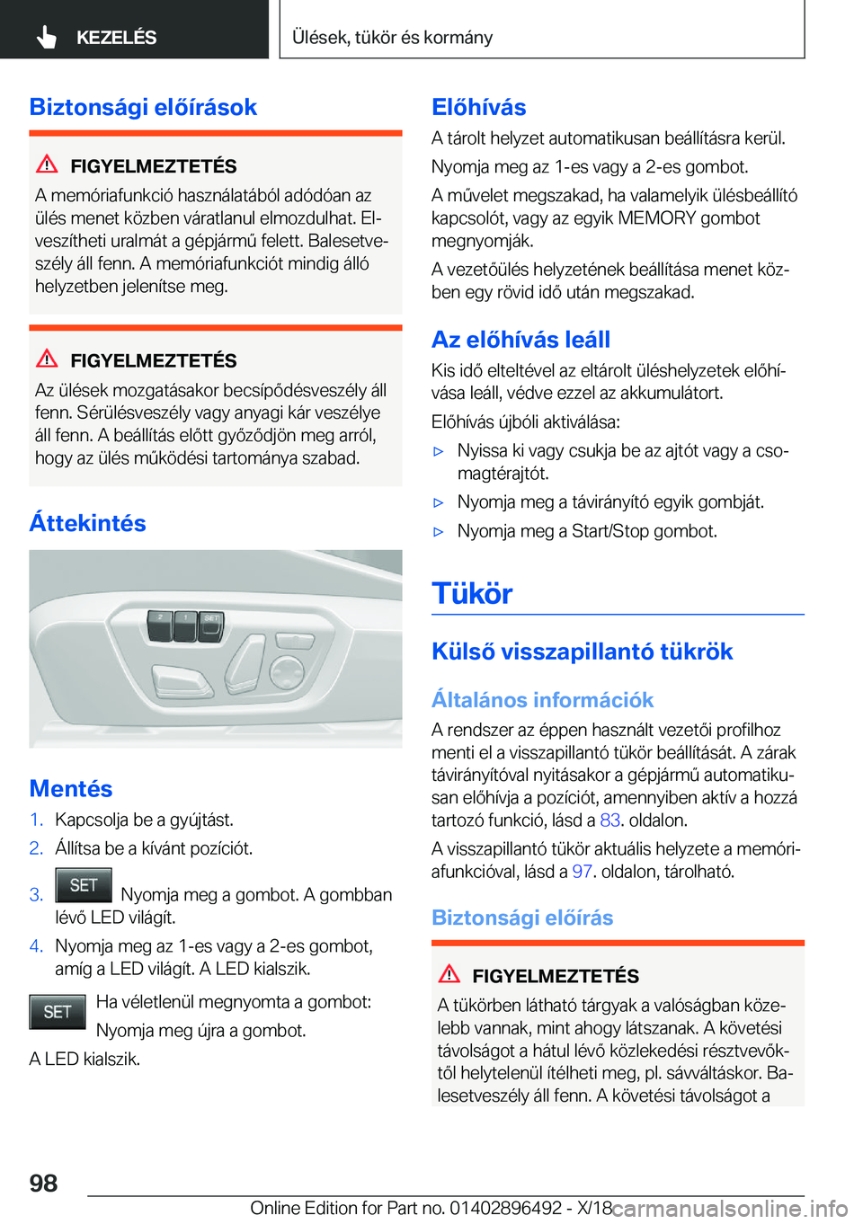 BMW X1 2019  Kezelési útmutató (in Hungarian) �B�i�z�t�o�n�s�