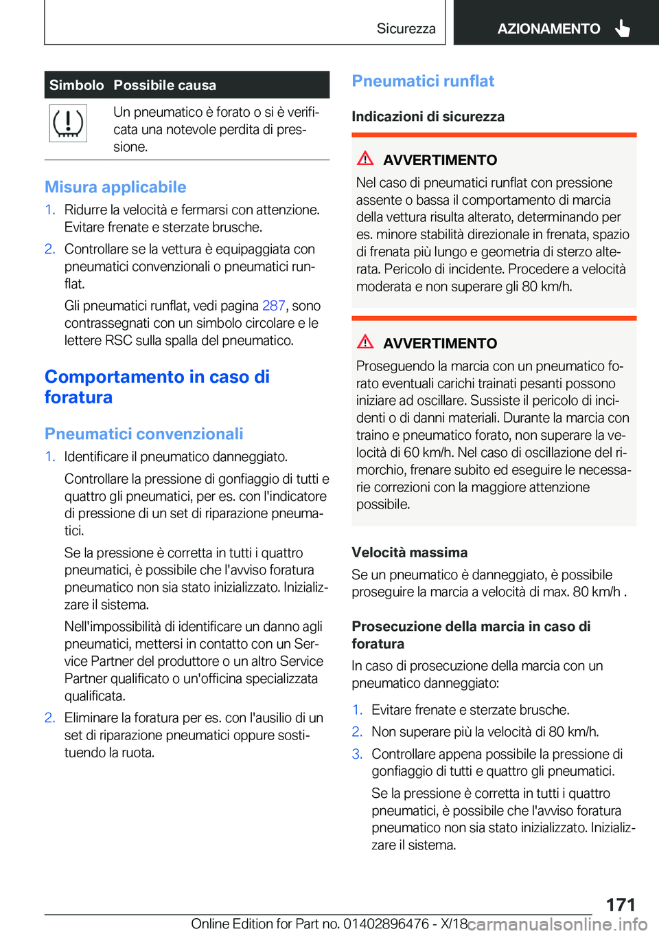 BMW X1 2019  Libretti Di Uso E manutenzione (in Italian) �S�i�m�b�o�l�o�P�o�s�s�i�b�i�l�e��c�a�u�s�a�U�n��p�n�e�u�m�a�t�i�c�o��è��f�o�r�a�t�o��o��s�i��è��v�e�r�i�f�iª
�c�a�t�a��u�n�a��n�o�t�e�v�o�l�e��p�e�r�d�i�t�a��d�i��p�r�e�sª
�s�i�o�n
