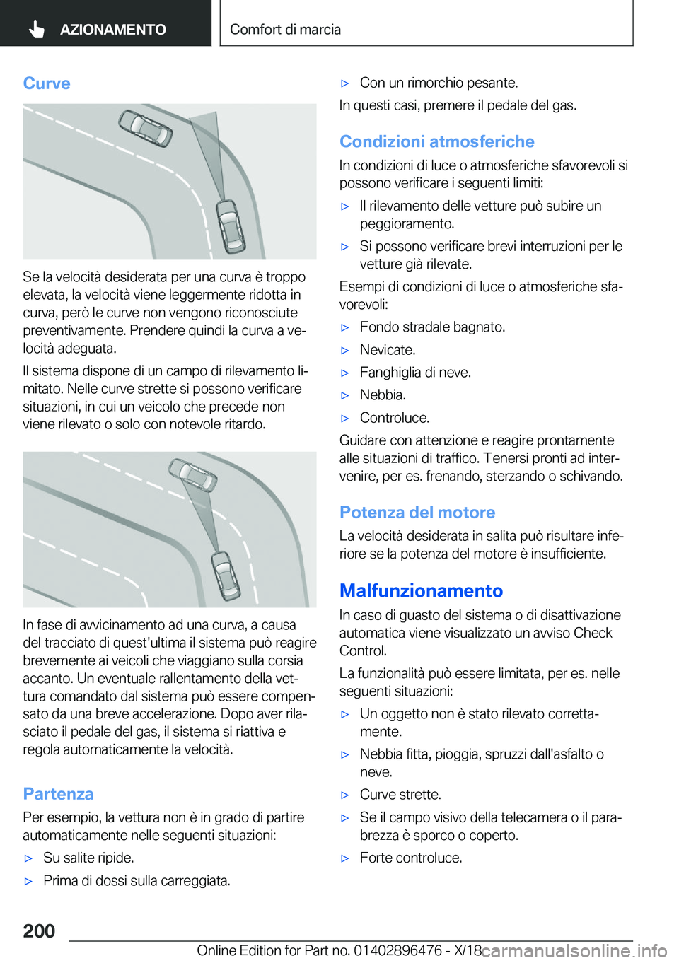 BMW X1 2019  Libretti Di Uso E manutenzione (in Italian) �C�u�r�v�e
�S�e��l�a��v�e�l�o�c�i�t�