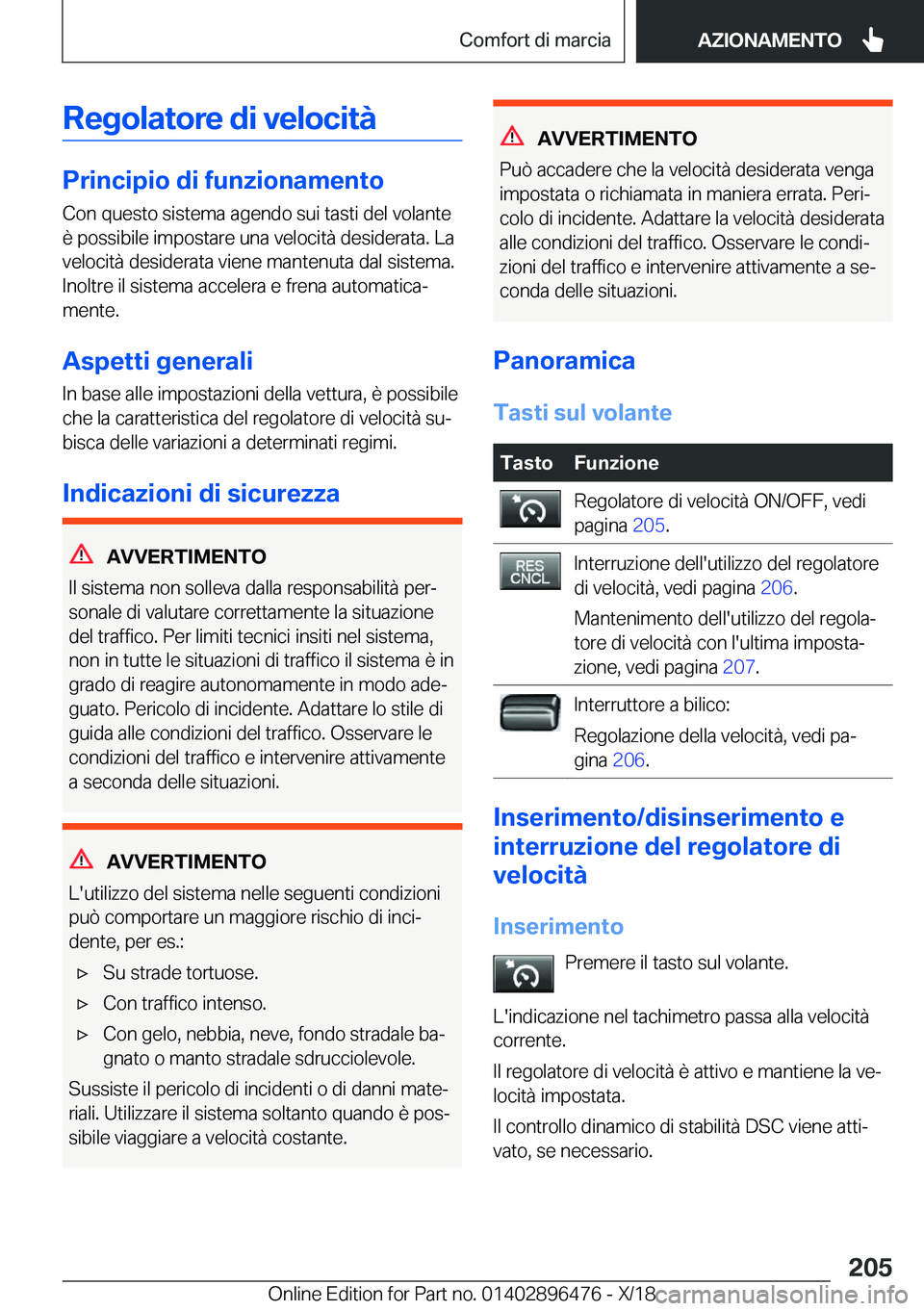 BMW X1 2019  Libretti Di Uso E manutenzione (in Italian) �R�e�g�o�l�a�t�o�r�e��d�i��v�e�l�o�c�i�t�