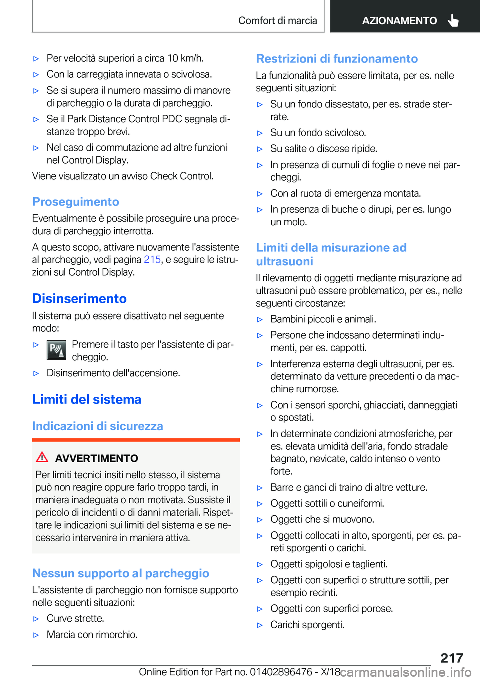 BMW X1 2019  Libretti Di Uso E manutenzione (in Italian) 'x�P�e�r��v�e�l�o�c�i�t�