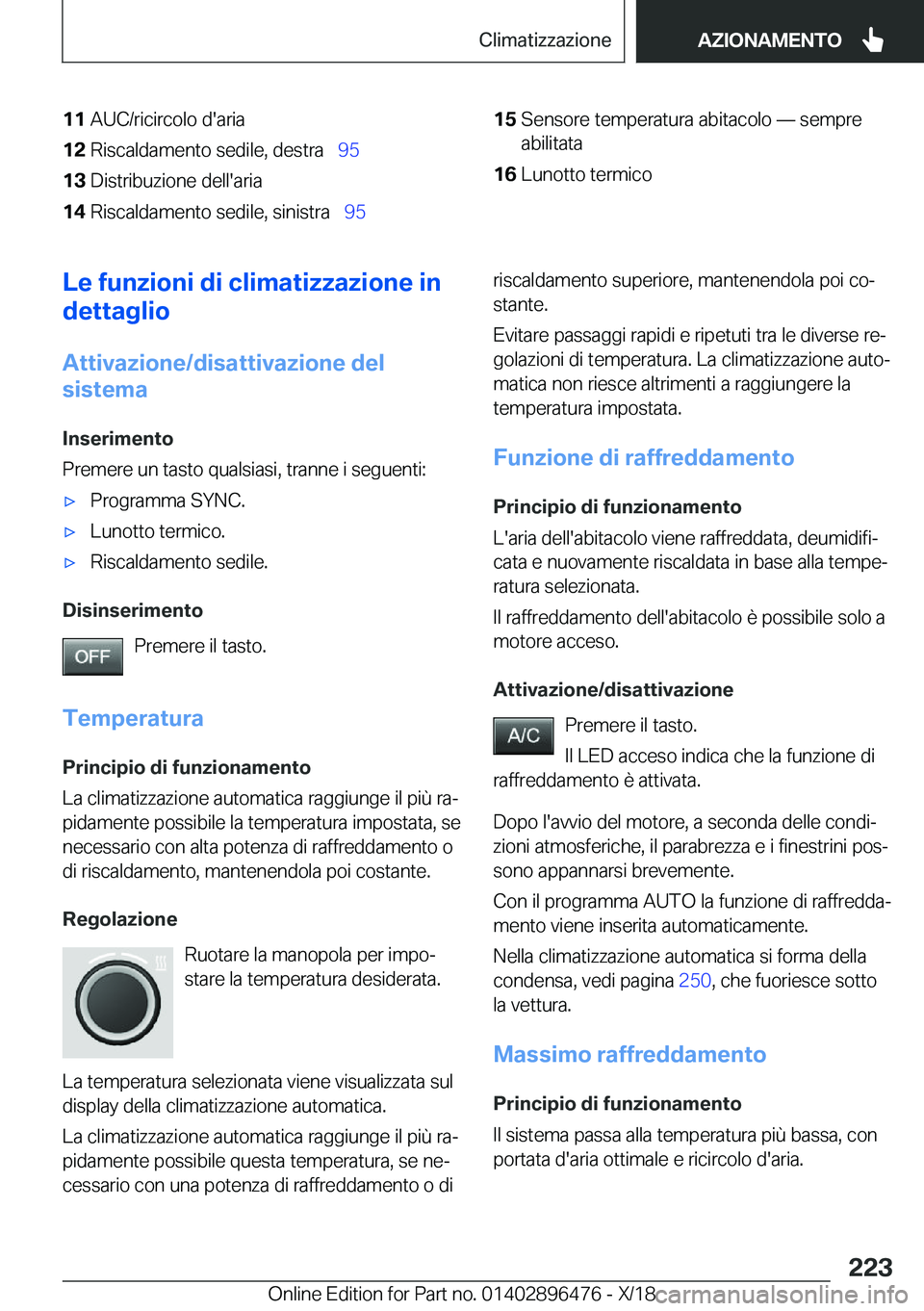 BMW X1 2019  Libretti Di Uso E manutenzione (in Italian) �1�1�A�U�C�/�r�i�c�i�r�c�o�l�o��d�'�a�r�i�a�1�2�R�i�s�c�a�l�d�a�m�e�n�t�o��s�e�d�i�l�e�,��d�e�s�t�r�a\_�9�5�1�3�D�i�s�t�r�i�b�u�z�i�o�n�e��d�e�l�l�'�a�r�i�a�1�4�R�i�s�c�a�l�d�a�m�e�n�t�o
