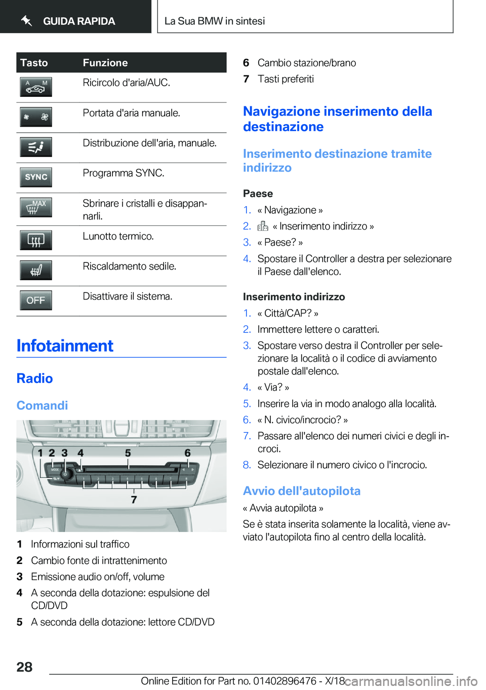 BMW X1 2019  Libretti Di Uso E manutenzione (in Italian) �T�a�s�t�o�F�u�n�z�i�o�n�e�R�i�c�i�r�c�o�l�o��d�'�a�r�i�a�/�A�U�C�.�P�o�r�t�a�t�a��d�'�a�r�i�a��m�a�n�u�a�l�e�.�D�i�s�t�r�i�b�u�z�i�o�n�e��d�e�l�l�'�a�r�i�a�,��m�a�n�u�a�l�e�.�P�r�o�g
