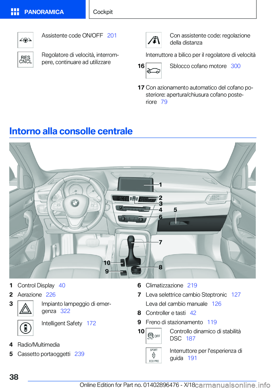 BMW X1 2019  Libretti Di Uso E manutenzione (in Italian) �A�s�s�i�s�t�e�n�t�e��c�o�d�e��O�N�/�O�F�F\_�2�0�1�R�e�g�o�l�a�t�o�r�e��d�i��v�e�l�o�c�i�t�