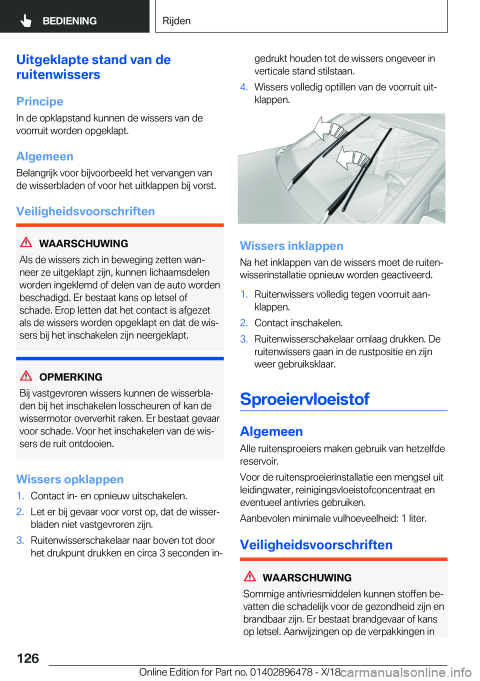 BMW X1 2019  Instructieboekjes (in Dutch) �U�i�t�g�e�k�l�a�p�t�e��s�t�a�n�d��v�a�n��d�e
�r�u�i�t�e�n�w�i�s�s�e�r�s
�P�r�i�n�c�i�p�e�I�n��d�e��o�p�k�l�a�p�s�t�a�n�d��k�u�n�n�e�n��d�e��w�i�s�s�e�r�s��v�a�n��d�e�v�o�o�r�r�u�i�t��w�o�r