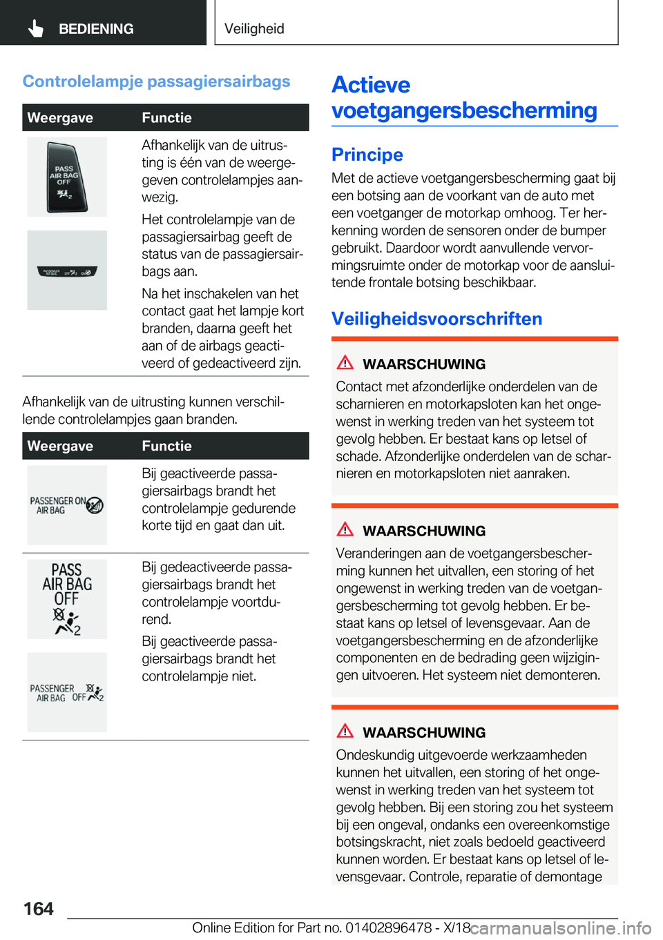 BMW X1 2019  Instructieboekjes (in Dutch) �C�o�n�t�r�o�l�e�l�a�m�p�j�e��p�a�s�s�a�g�i�e�r�s�a�i�r�b�a�g�s�W�e�e�r�g�a�v�e�F�u�n�c�t�i�e�A�f�h�a�n�k�e�l�i�j�k��v�a�n��d�e��u�i�t�r�u�sj
�t�i�n�g��i�s��