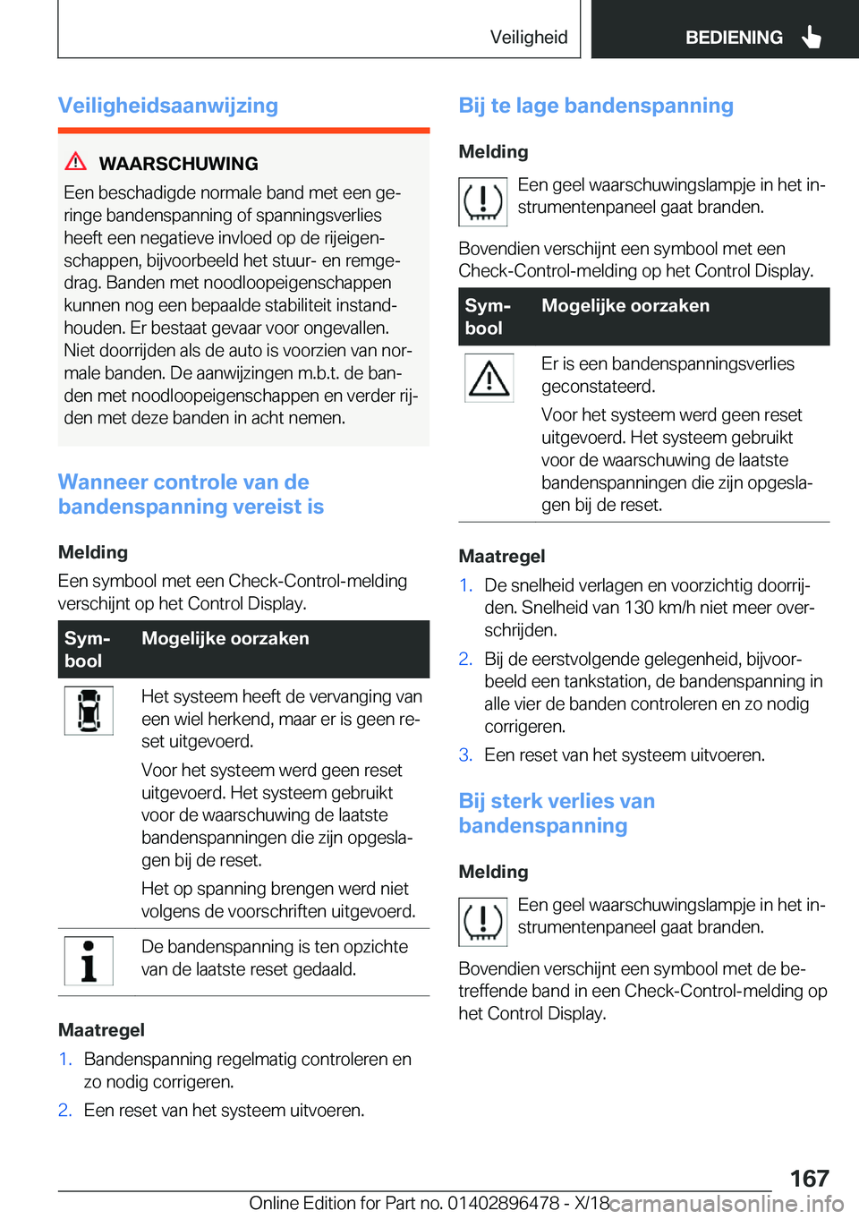 BMW X1 2019  Instructieboekjes (in Dutch) �V�e�i�l�i�g�h�e�i�d�s�a�a�n�w�i�j�z�i�n�g
�W�A�A�R�S�C�H�U�W�I�N�G
�E�e�n��b�e�s�c�h�a�d�i�g�d�e��n�o�r�m�a�l�e��b�a�n�d��m�e�t��e�e�n��g�ej
�r�i�n�g�e��b�a�n�d�e�n�s�p�a�n�n�i�n�g��o�f��s�