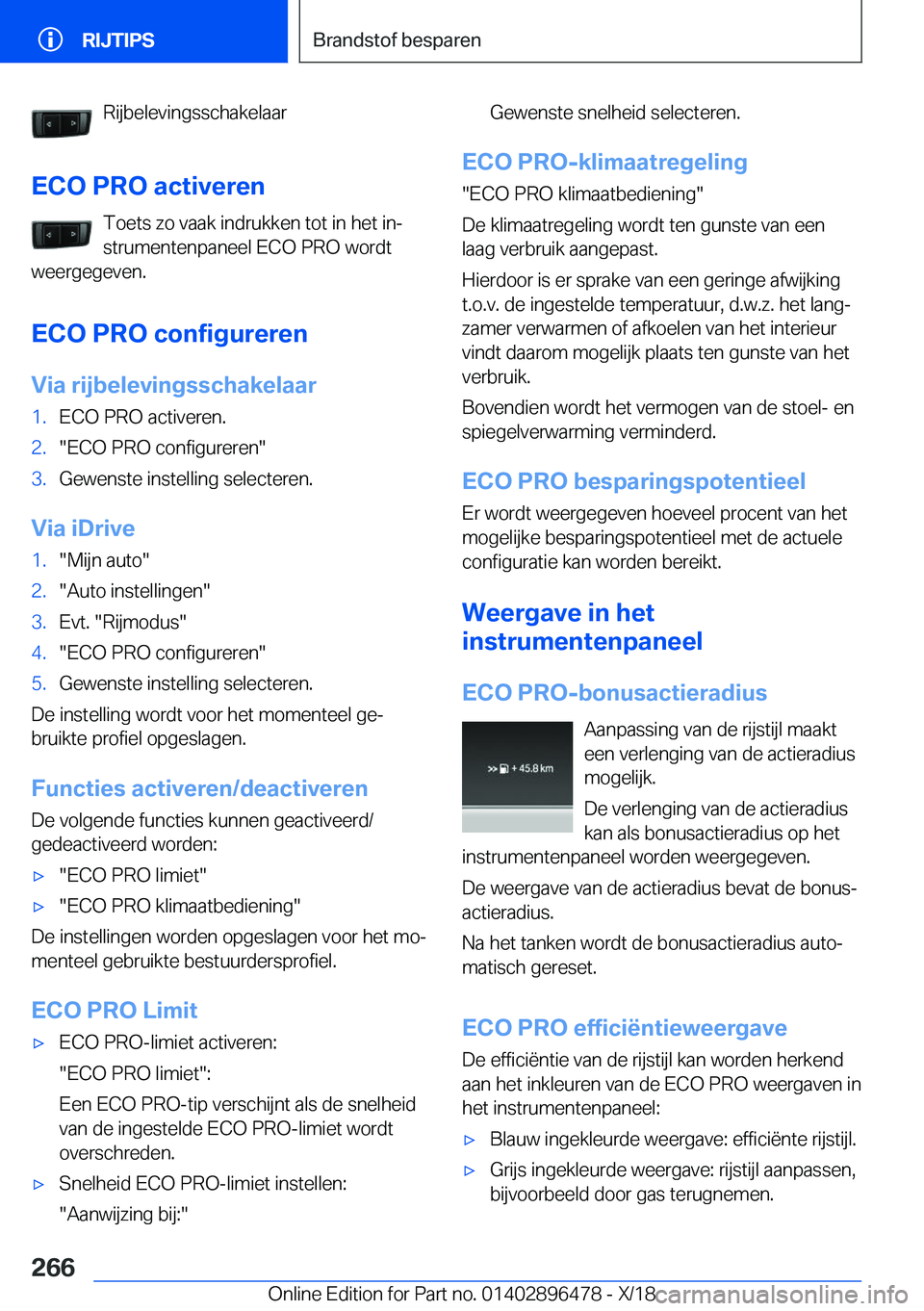 BMW X1 2019  Instructieboekjes (in Dutch) �R�i�j�b�e�l�e�v�i�n�g�s�s�c�h�a�k�e�l�a�a�r
�E�C�O��P�R�O��a�c�t�i�v�e�r�e�n �T�o�e�t�s��z�o��v�a�a�k��i�n�d�r�u�k�k�e�n��t�o�t��i�n��h�e�t��i�nj
�s�t�r�u�m�e�n�t�e�n�p�a�n�e�e�l��E�C�O��