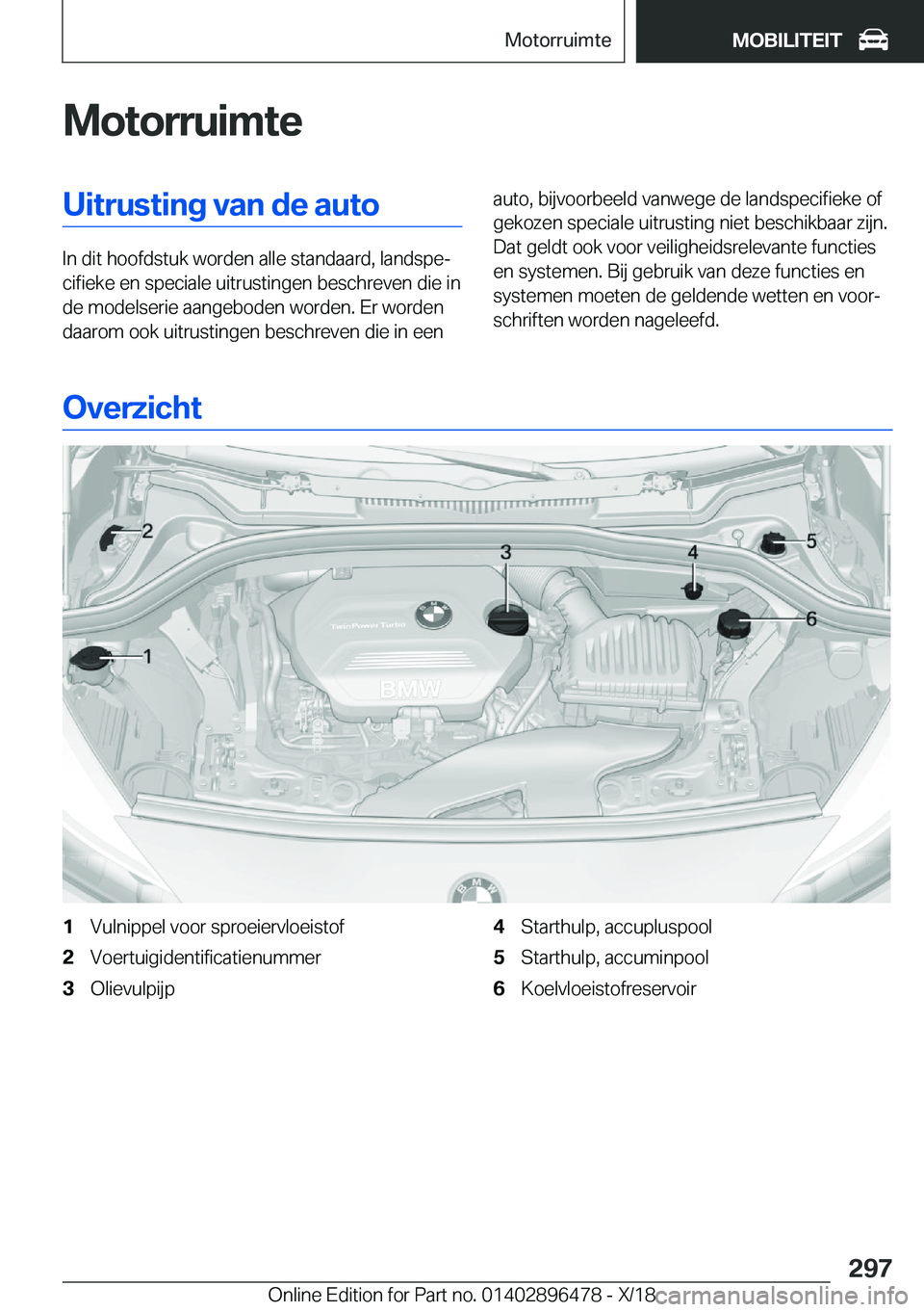 BMW X1 2019  Instructieboekjes (in Dutch) �M�o�t�o�r�r�u�i�m�t�e�U�i�t�r�u�s�t�i�n�g��v�a�n��d�e��a�u�t�o
�I�n��d�i�t��h�o�o�f�d�s�t�u�k��w�o�r�d�e�n��a�l�l�e��s�t�a�n�d�a�a�r�d�,��l�a�n�d�s�p�ej�c�i�f�i�e�k�e��e�n��s�p�e�c�i�a�l�