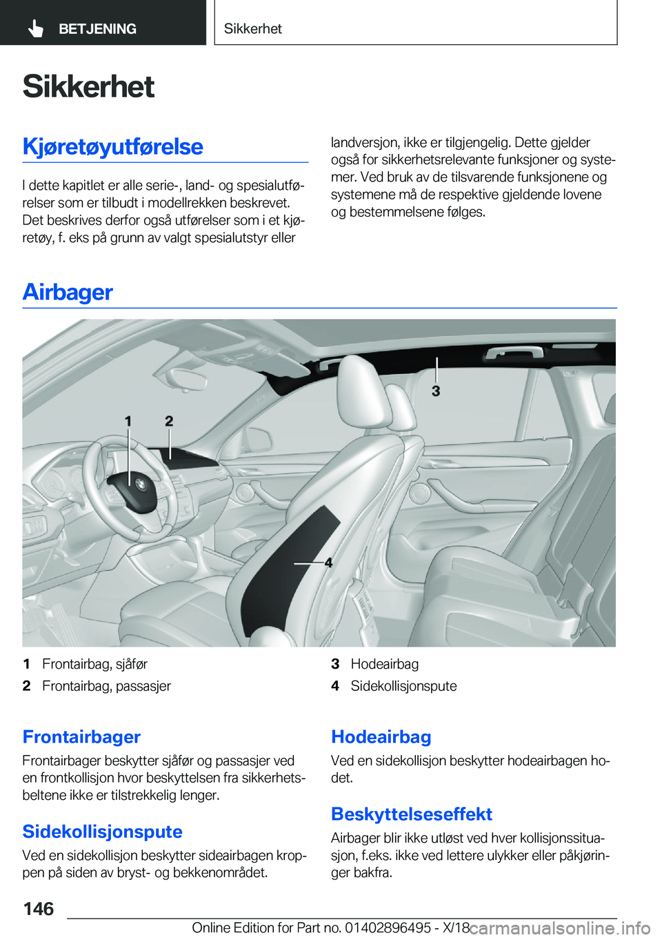 BMW X1 2019  InstruksjonsbØker (in Norwegian) �S�i�k�k�e�r�h�e�t�K�j�