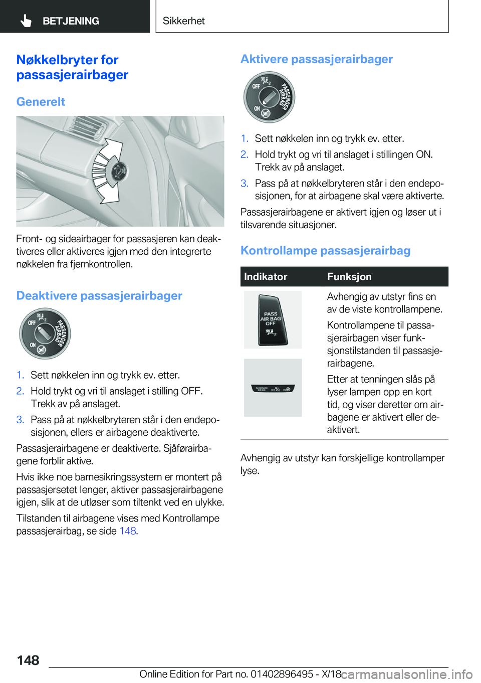 BMW X1 2019  InstruksjonsbØker (in Norwegian) �N�