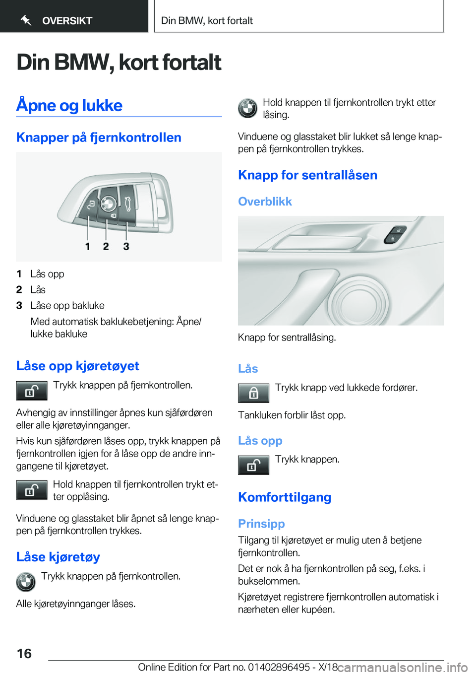 BMW X1 2019  InstruksjonsbØker (in Norwegian) �D�i�n��B�M�W�,��k�o�r�t��f�o�r�t�a�l�t�