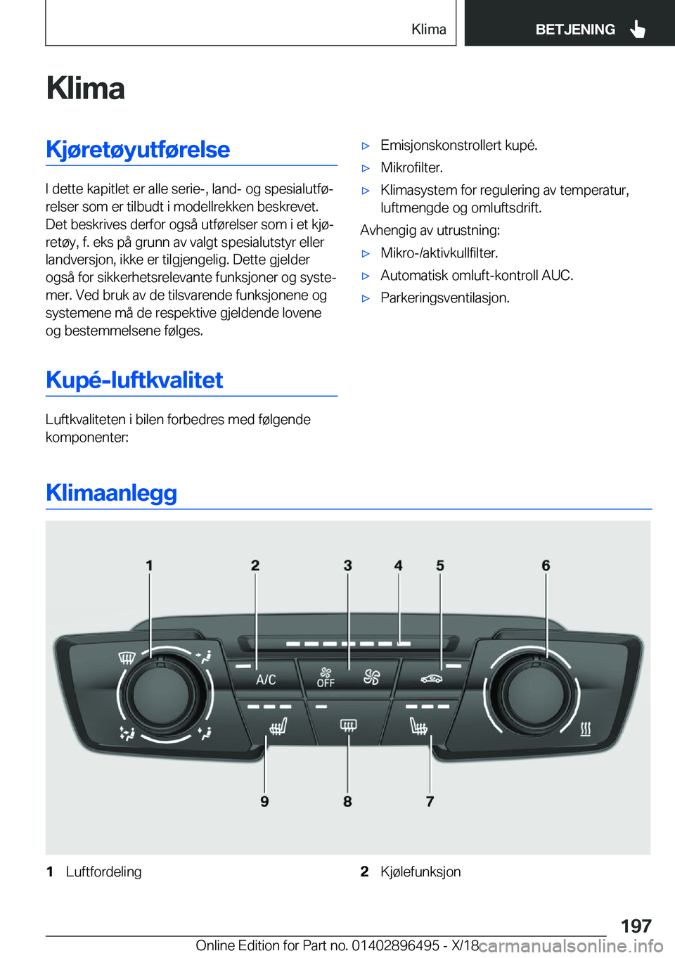BMW X1 2019  InstruksjonsbØker (in Norwegian) �K�l�i�m�a�K�j�