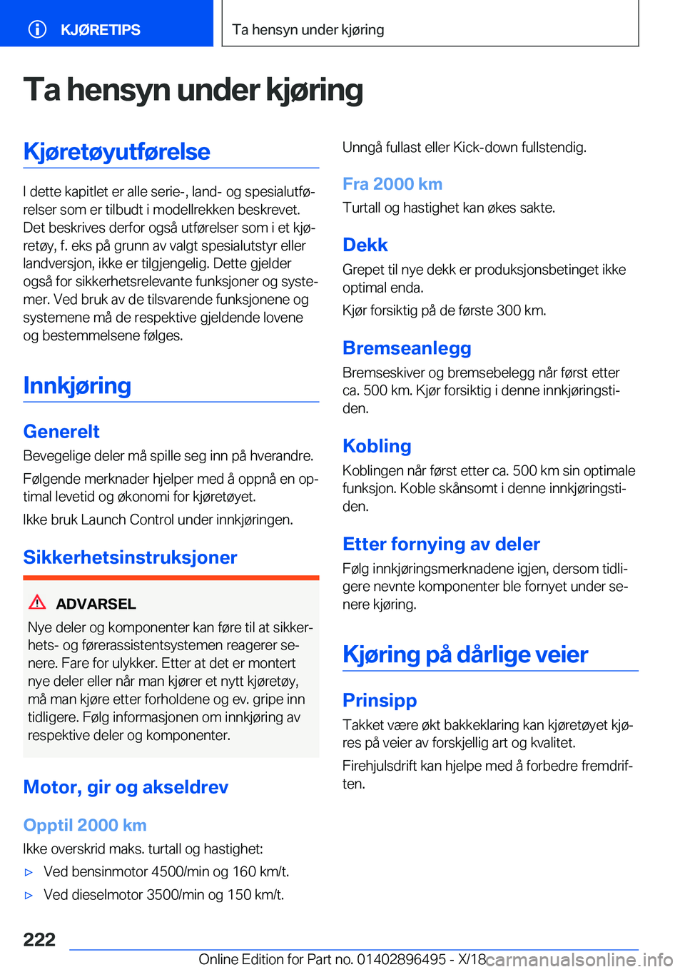 BMW X1 2019  InstruksjonsbØker (in Norwegian) �T�a��h�e�n�s�y�n��u�n�d�e�r��k�j�