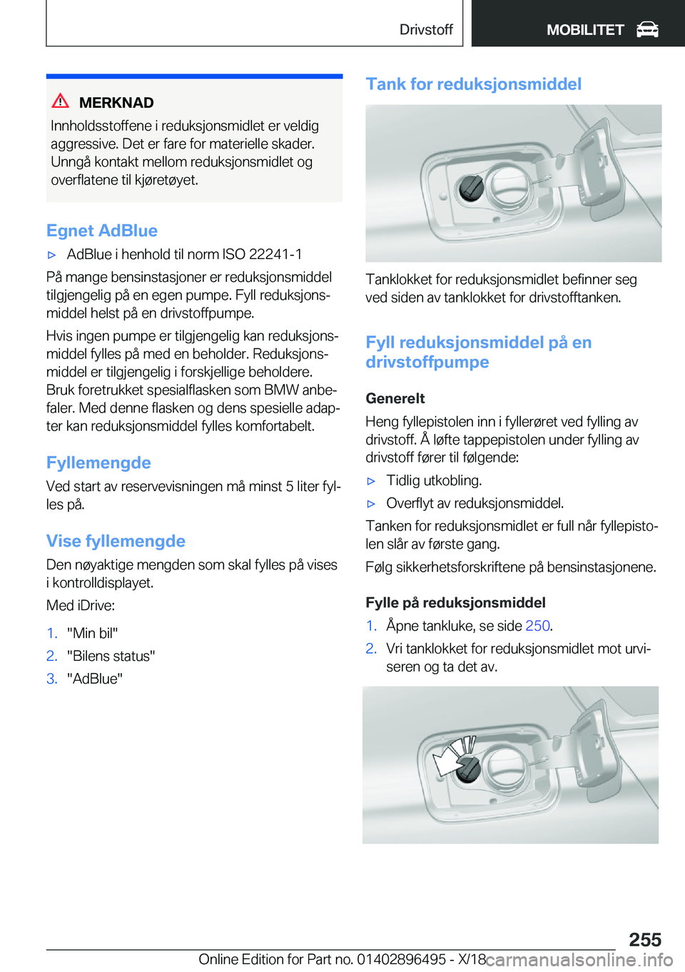 BMW X1 2019  InstruksjonsbØker (in Norwegian) �M�E�R�K�N�A�D
�I�n�n�h�o�l�d�s�s�t�o�f�f�e�n�e��i��r�e�d�u�k�s�j�o�n�s�m�i�d�l�e�t��e�r��v�e�l�d�i�g
�a�g�g�r�e�s�s�i�v�e�.��D�e�t��e�r��f�a�r�e��f�o�r��m�a�t�e�r�i�e�l�l�e��s�k�a�d�e�r�.
�