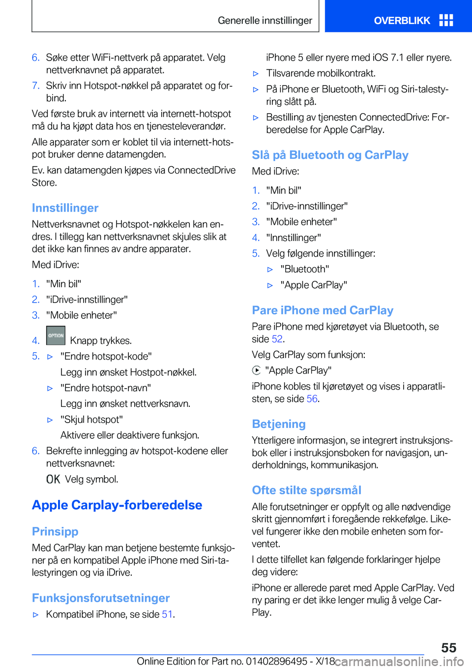 BMW X1 2019  InstruksjonsbØker (in Norwegian) �6�.�S�