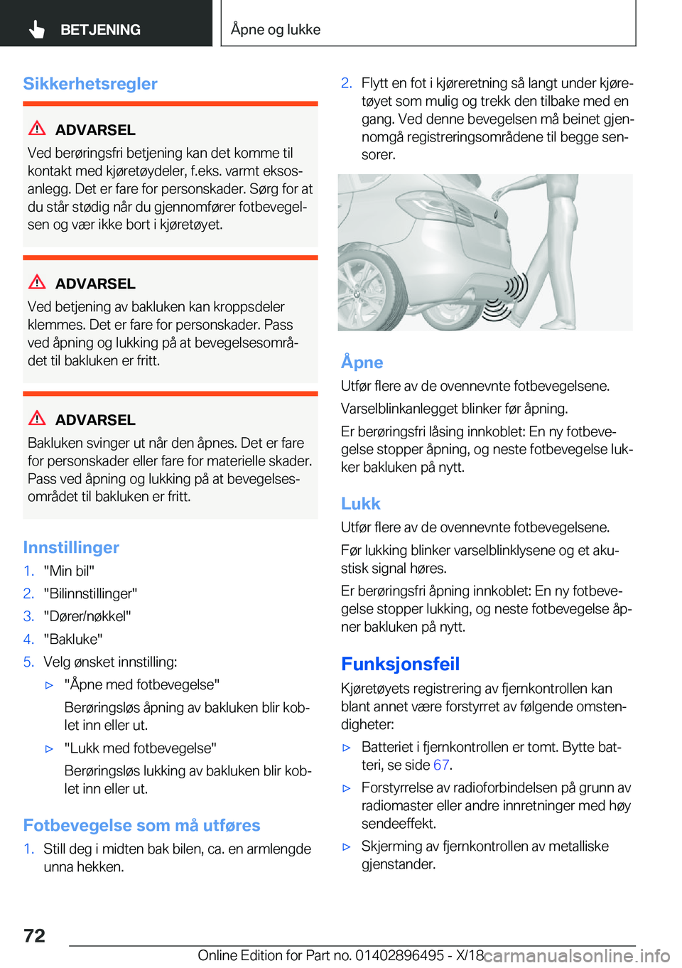 BMW X1 2019  InstruksjonsbØker (in Norwegian) �S�i�k�k�e�r�h�e�t�s�r�e�g�l�e�r
�A�D�V�A�R�S�E�L
�V�e�d��b�e�r�