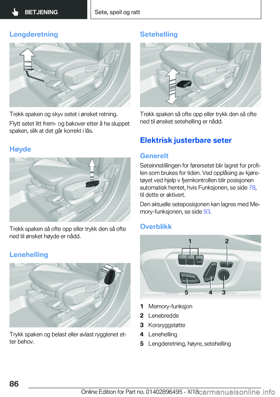 BMW X1 2019  InstruksjonsbØker (in Norwegian) �L�e�n�g�d�e�r�e�t�n�i�n�g
�T�r�e�k�k��s�p�a�k�e�n��o�g��s�k�y�v��s�e�t�e�t��i��
