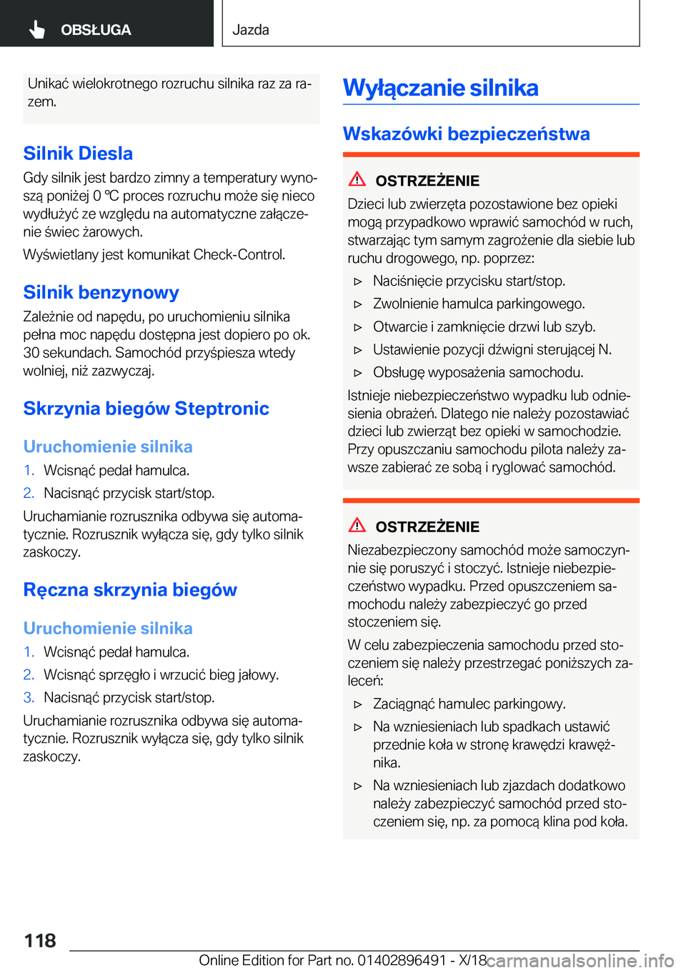 BMW X1 2019  Instrukcja obsługi (in Polish) �U�n�i�k�a�