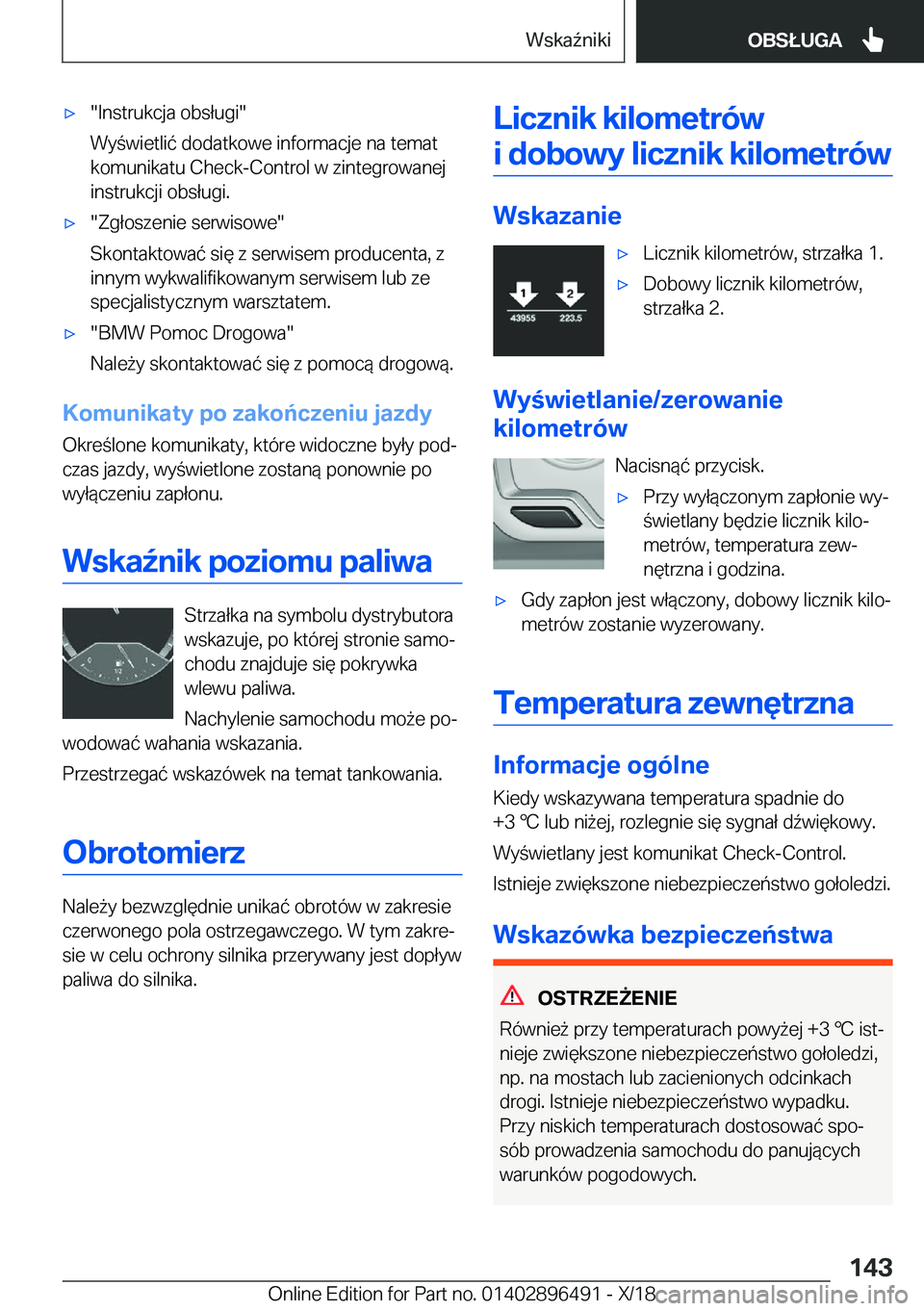 BMW X1 2019  Instrukcja obsługi (in Polish) 'x��I�n�s�t�r�u�k�c�j�a��o�b�s�ł�u�g�i�
�W�y�w�i�e�t�l�i�