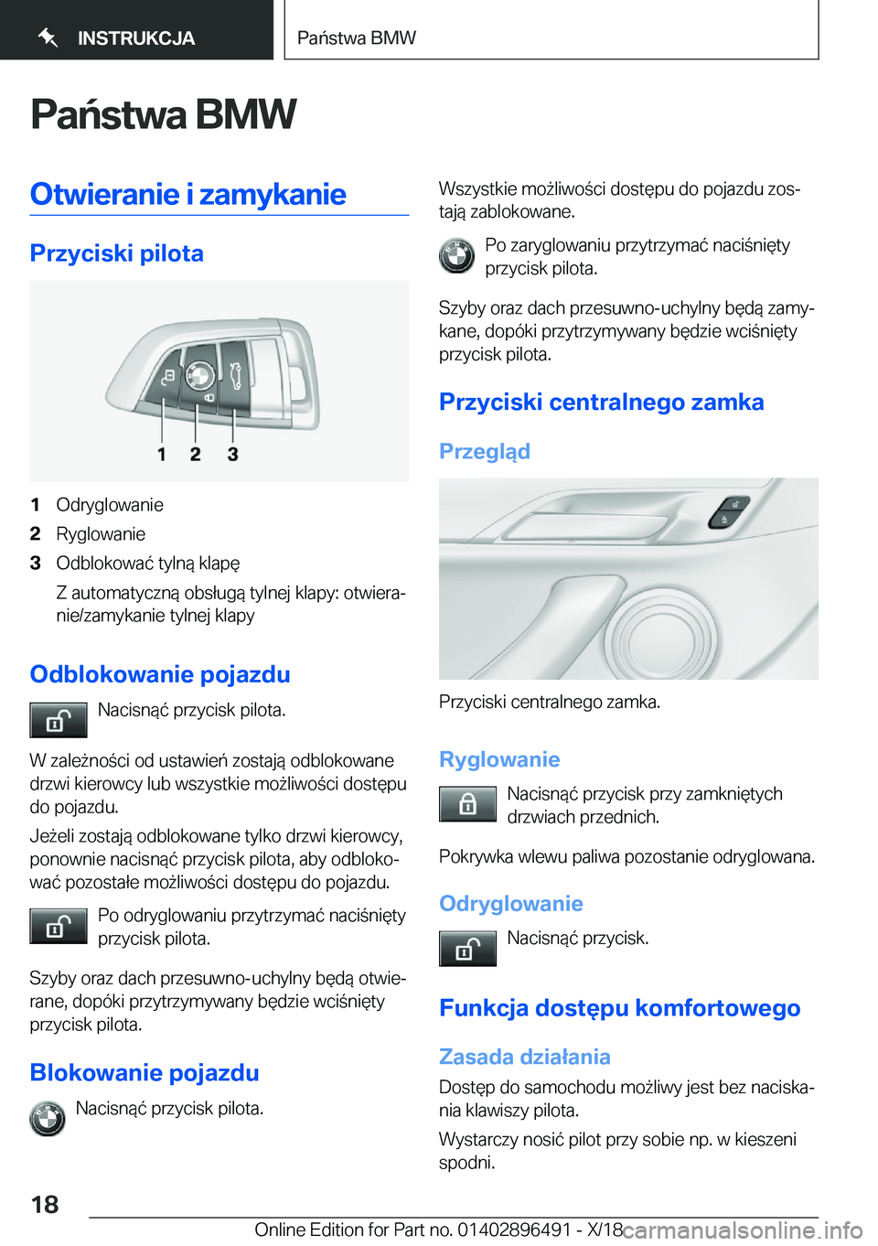 BMW X1 2019  Instrukcja obsługi (in Polish) �P�a�